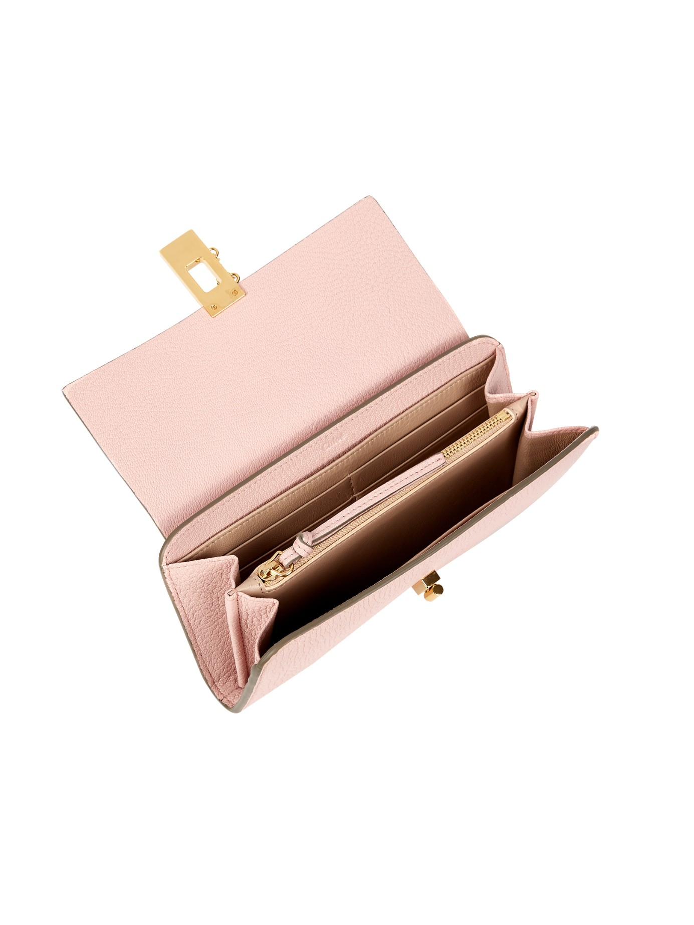 Chlo Drew Grained-Leather Continental Wallet in Pink (LIGHT PINK ...