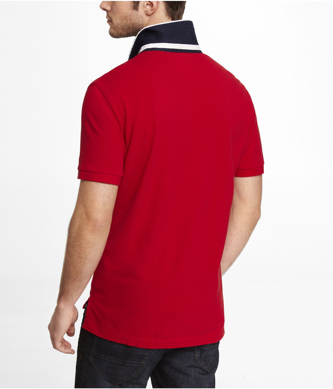 Lyst - Express Woven Collar Extra Large Lion Pique Polo in Red for Men