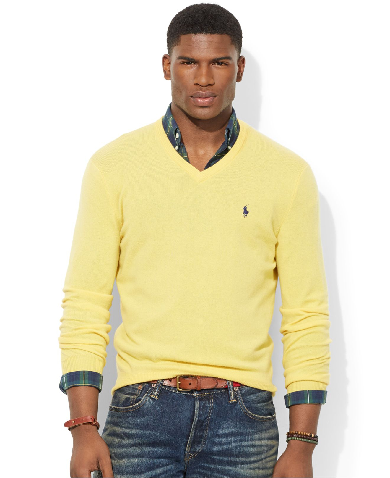 Lyst Polo Ralph Lauren Loryelle Merino Wool V Neck Sweater In Yellow For Men