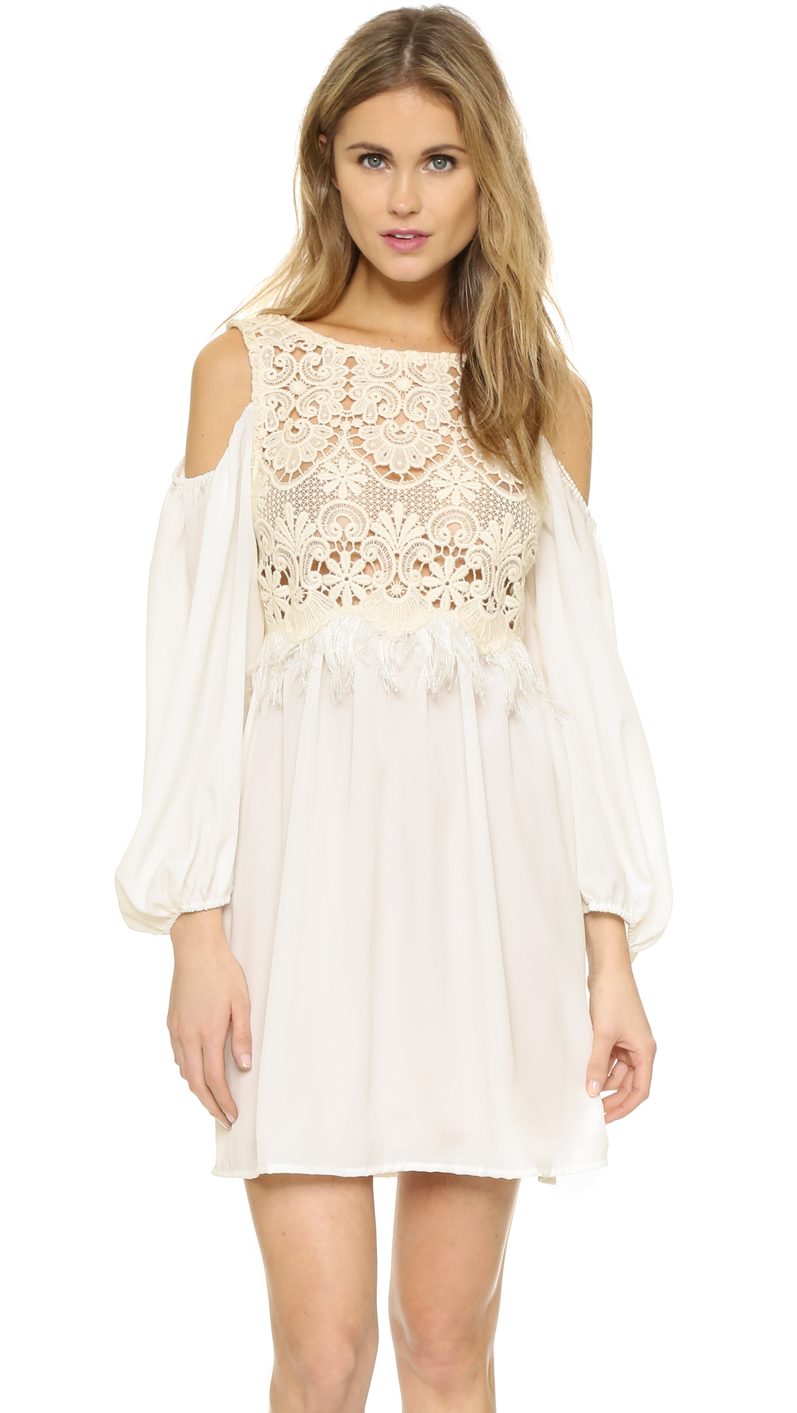 Lyst - Chio Lace Fringe Dress in Pink