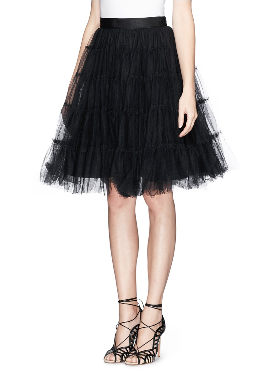 Lyst - Alice + Olivia 'darcy' Tiered Tulle Skirt in Black