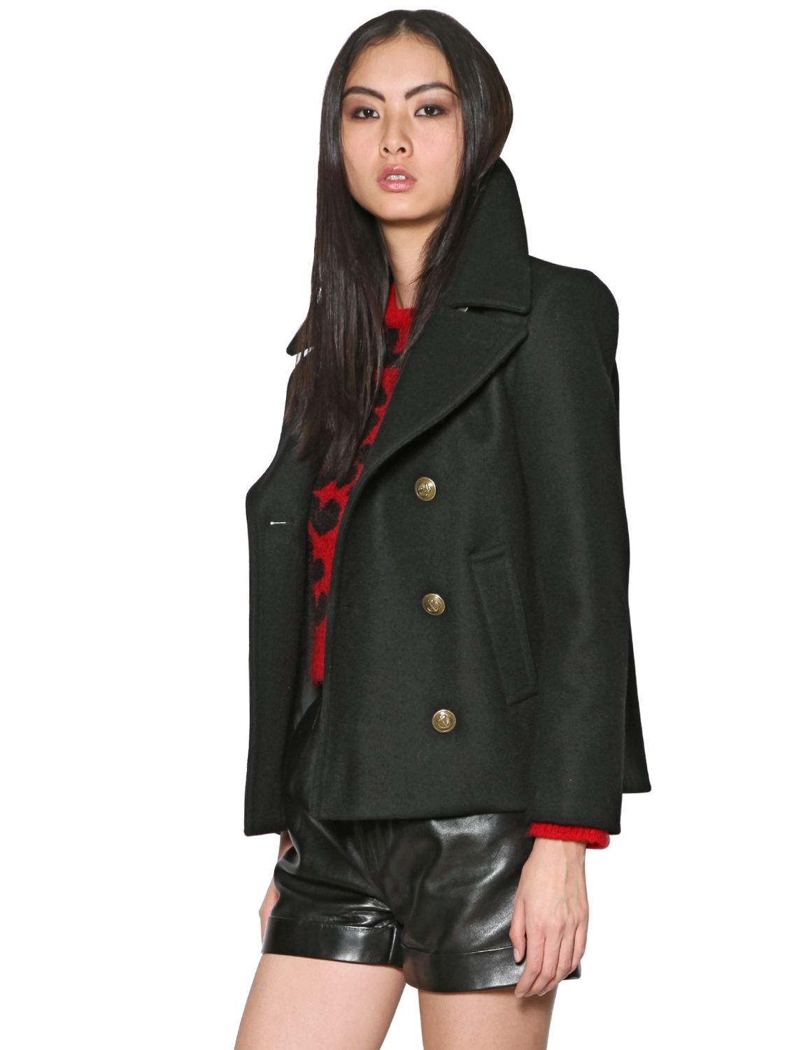 Burberry Brit Wool Blend Pea Coat In Green Lyst Waxy Cotton Ma 1 Er Jacket
