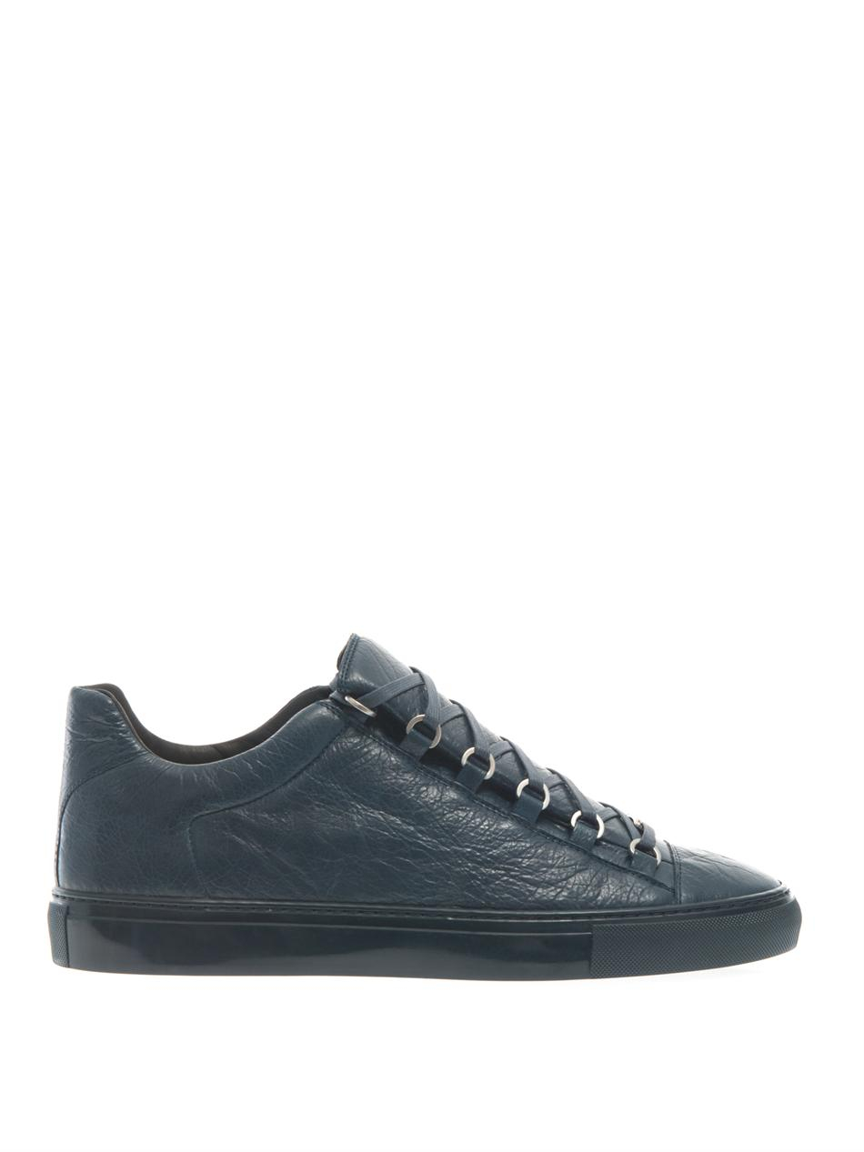 Balenciaga Arena Low-Top Leather Trainers in Blue for Men | Lyst