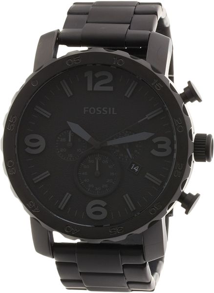 Fossil Jr1401 Nate Chronograph Stainless Steel Watch in Black for Men