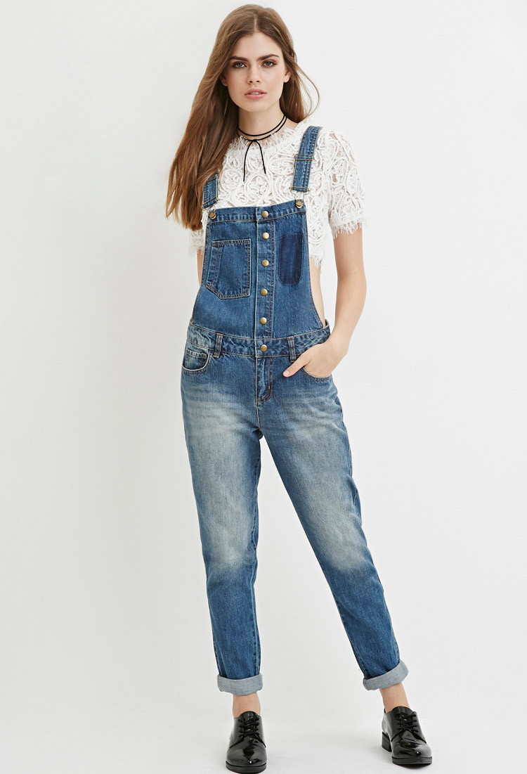 Lyst - Forever 21 Contemporary Life In Progress Denim Overalls in Blue