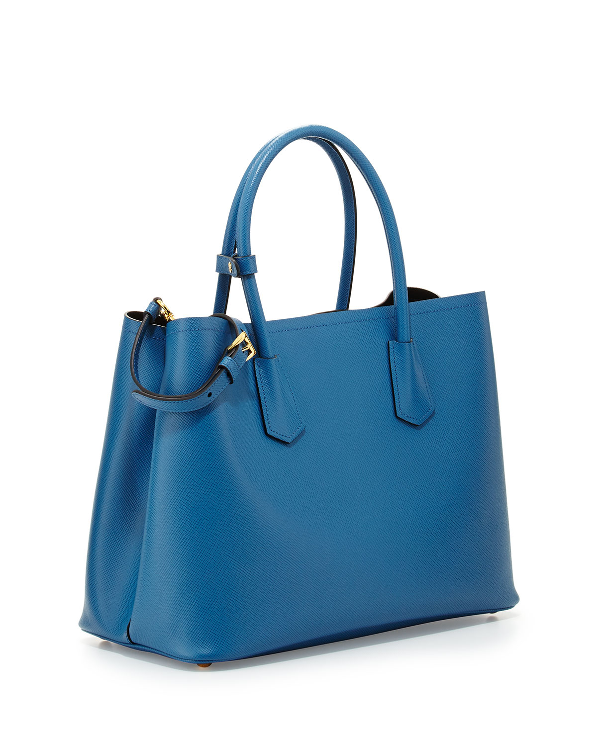 Prada Saffiano Cuir Medium Double Bag in Blue | Lyst