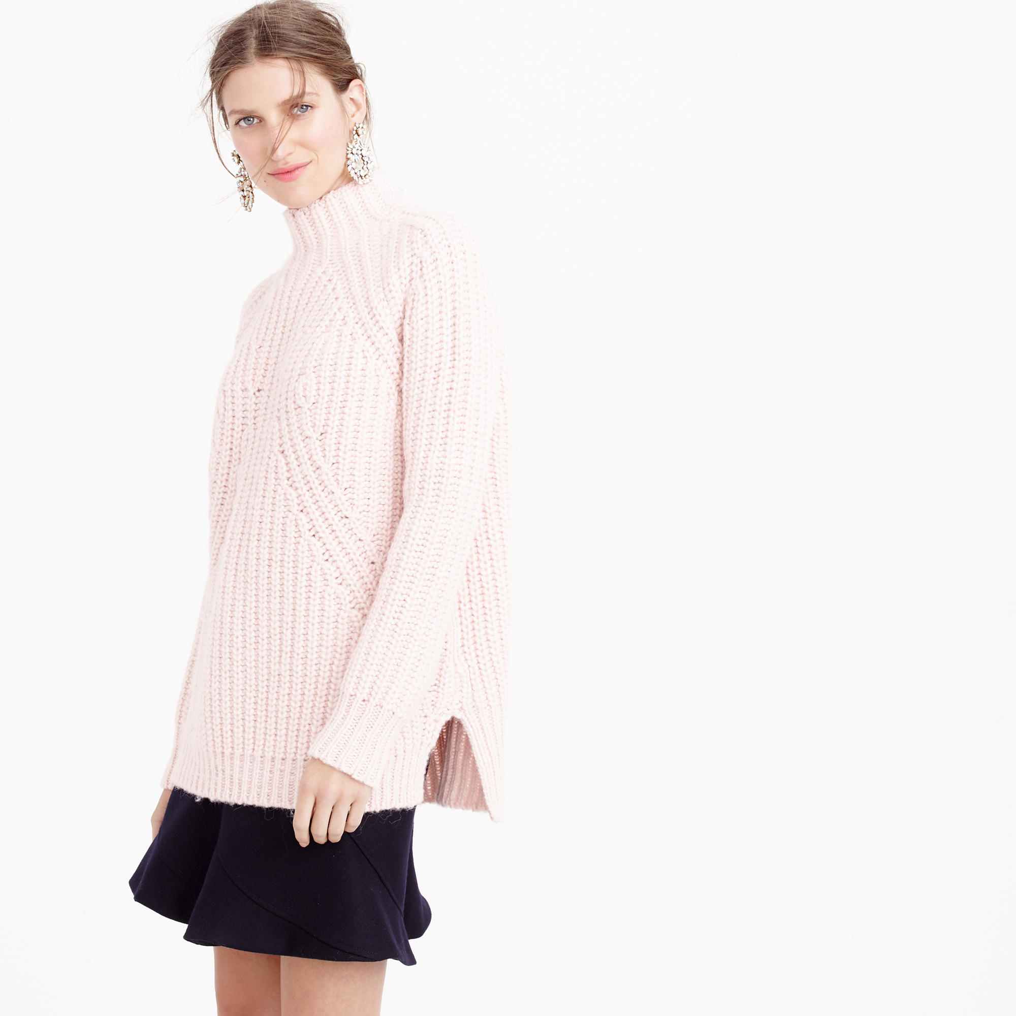 J.crew Collection Chunky Turtleneck Sweater in Pink | Lyst