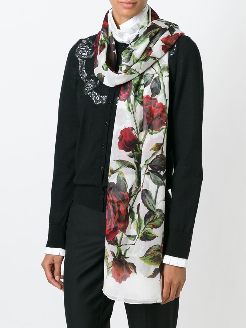 Lyst - Dolce & Gabbana Rose Print Scarf