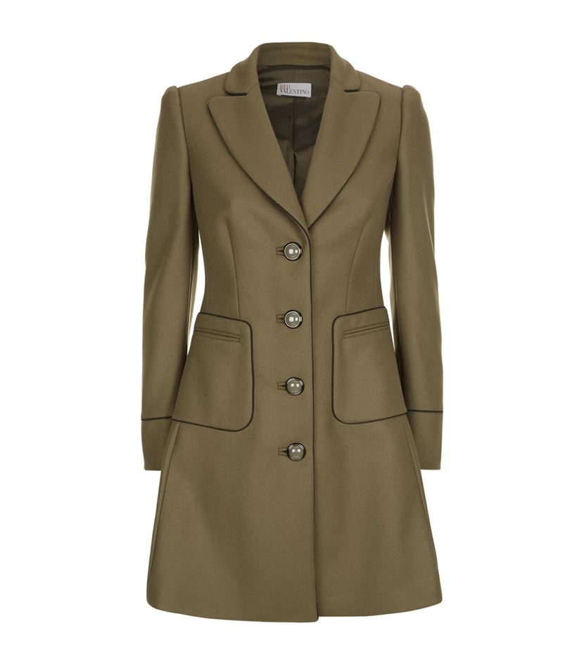 Red valentino Fitted Military Coat in Green | Lyst