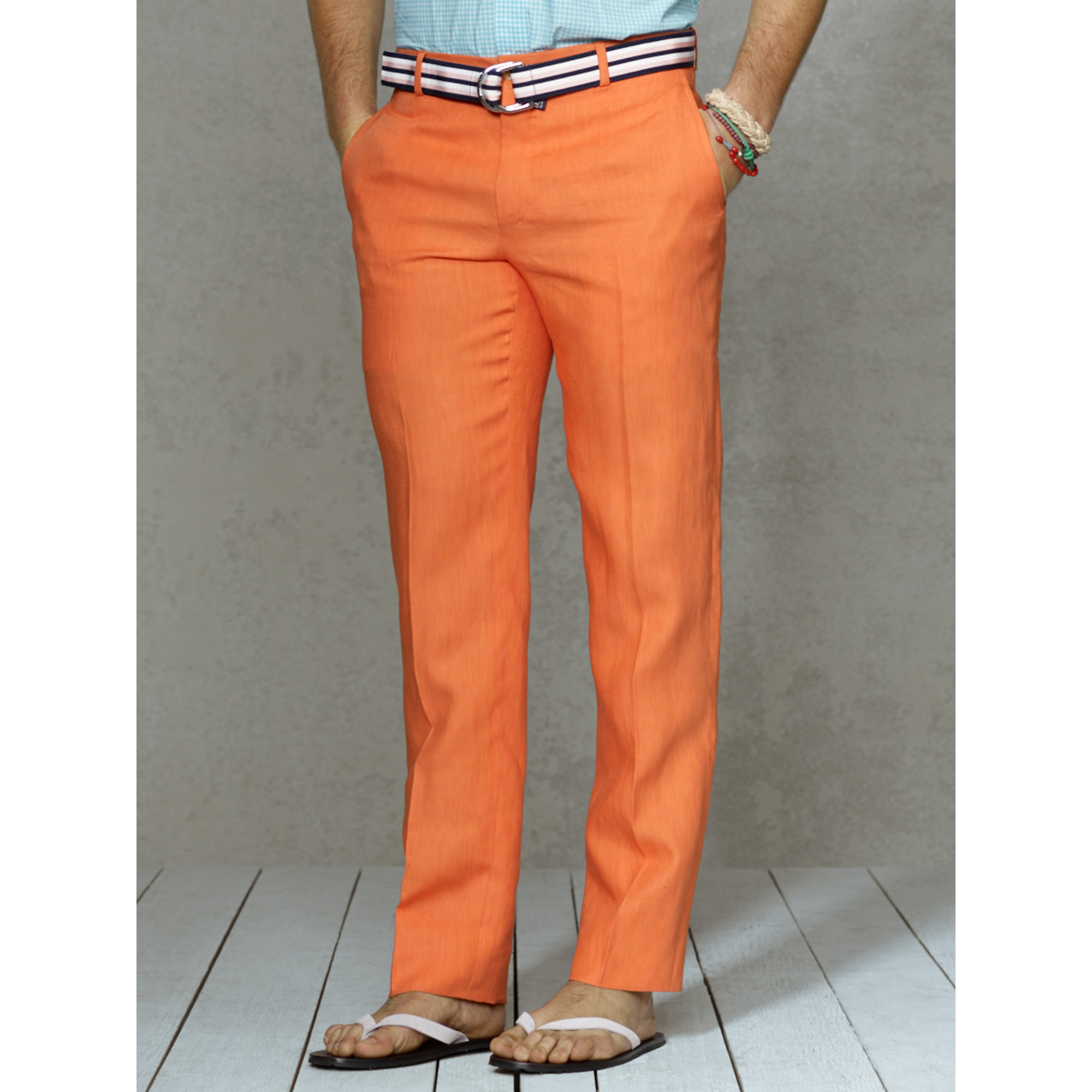 Polo Ralph Lauren Slim-Fit Linen Dress Trouser in Orange for Men - Lyst