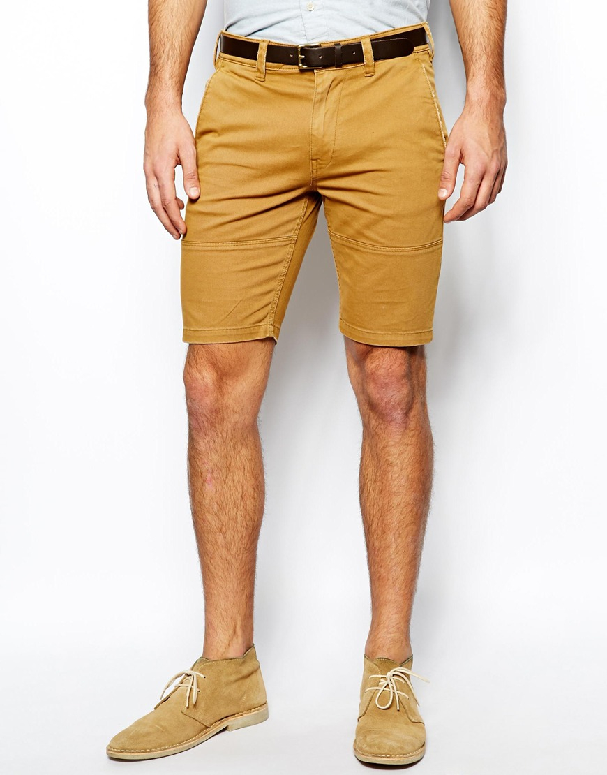 Asos Chino Shorts in Skinny Heavyweight Fabric in Brown for Men | Lyst