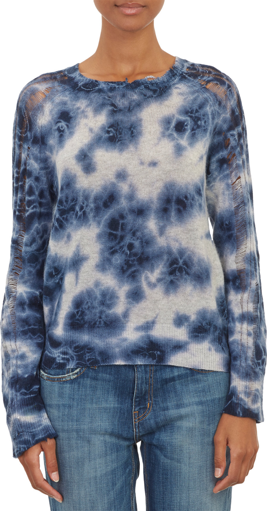 distressed tie dye sweater