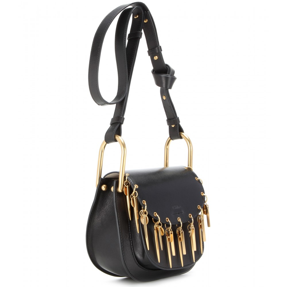 Chlo Hudson Mini Embellished Leather Shoulder Bag in Black | Lyst  