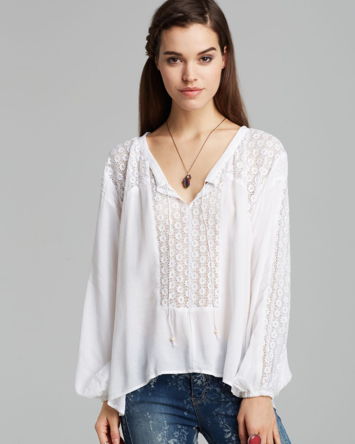 Lyst - Free People Blouse Moon River Easy in White