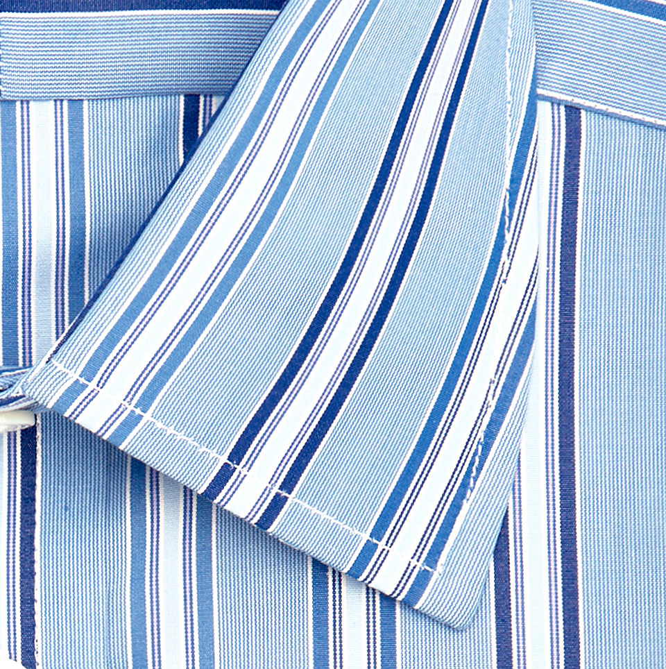 Turnbull & asser Blue And Royal Blue Stripe Shirt With T&A Collar in ...
