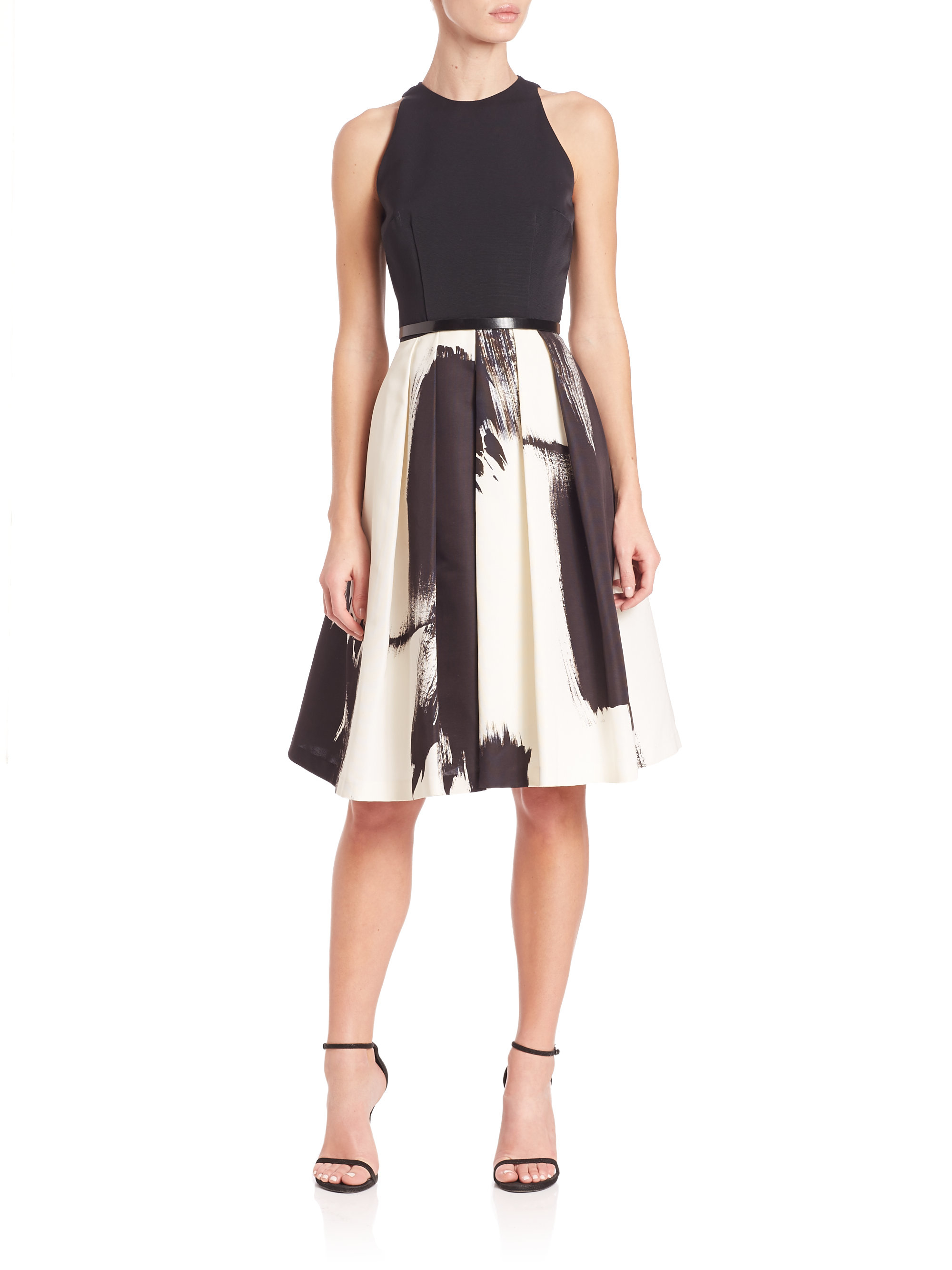 Lyst Carmen Marc Valvo Brush Stroke Faille Tail Dress In White Gallery