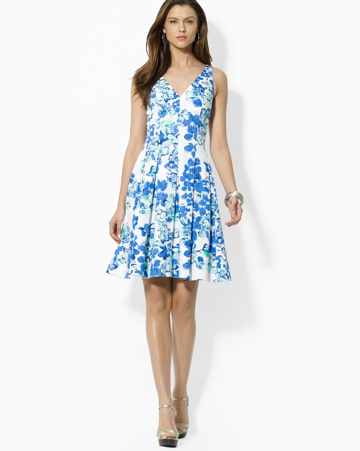Lyst - Ralph Lauren Lauren Dress Refreshing Floral Print in Blue