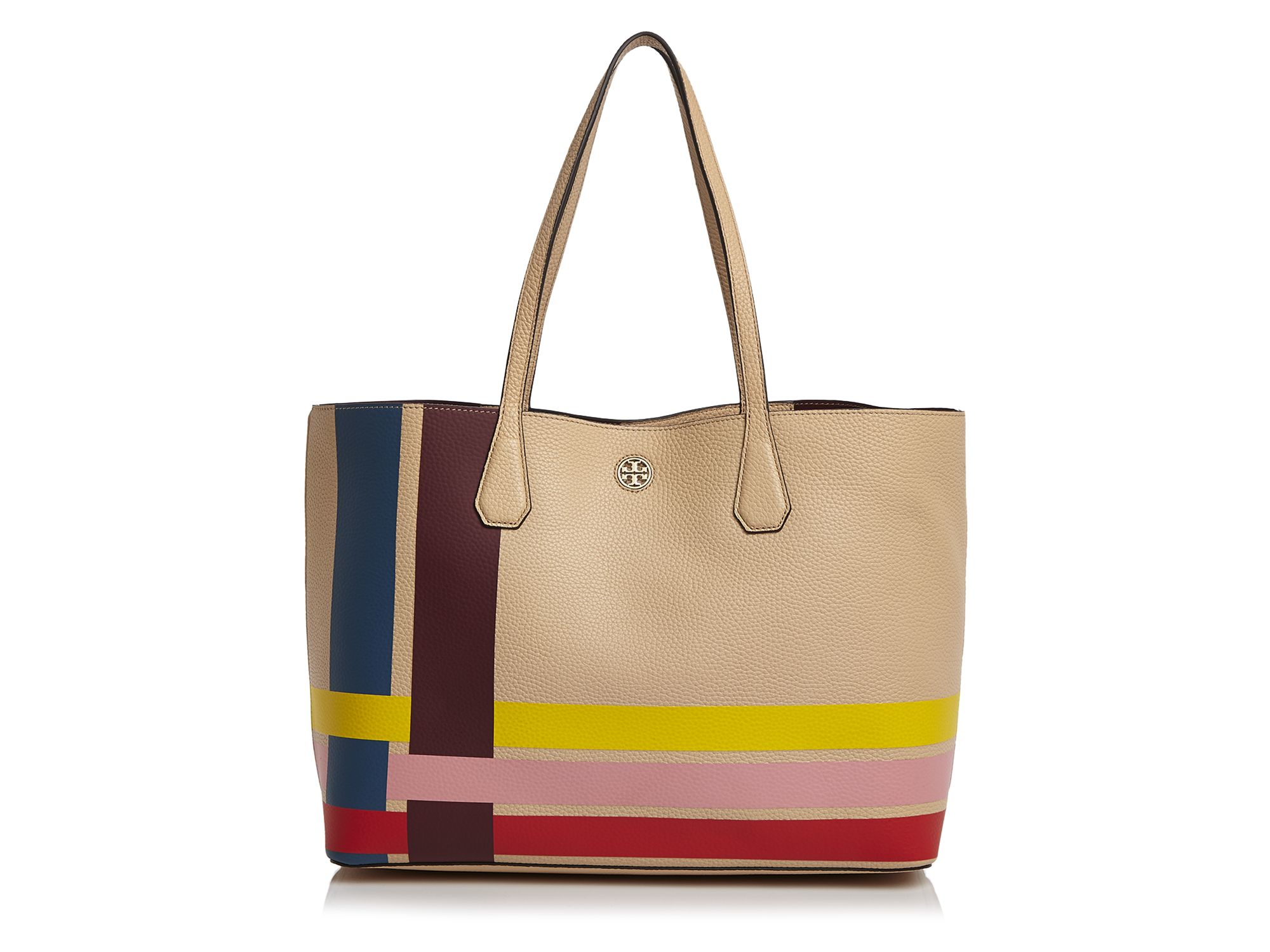 Tory burch Multi-color Stripe Perry Tote in Brown | Lyst