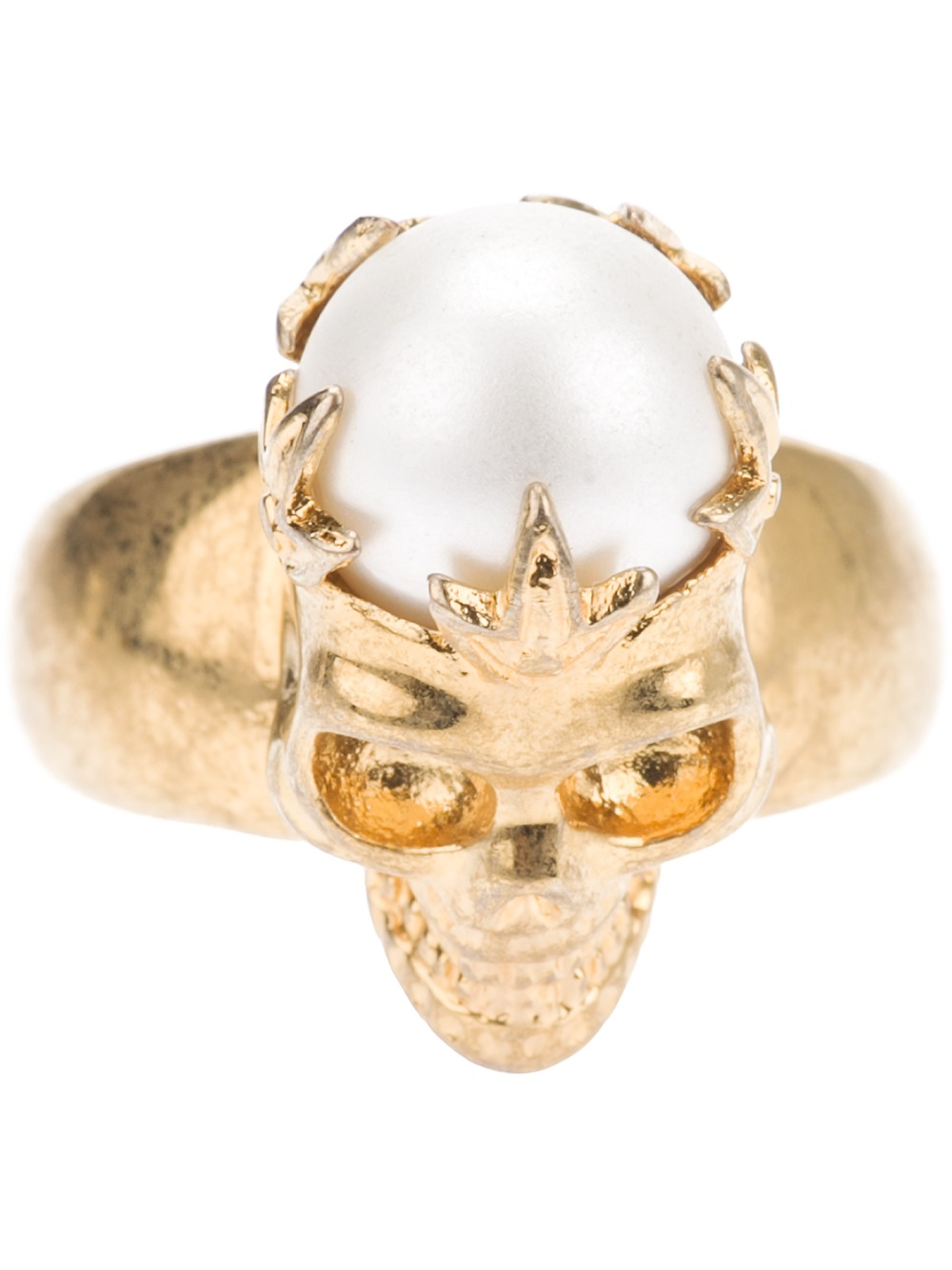 Lyst - Alexander McQueen Skull Pearl Ring in White