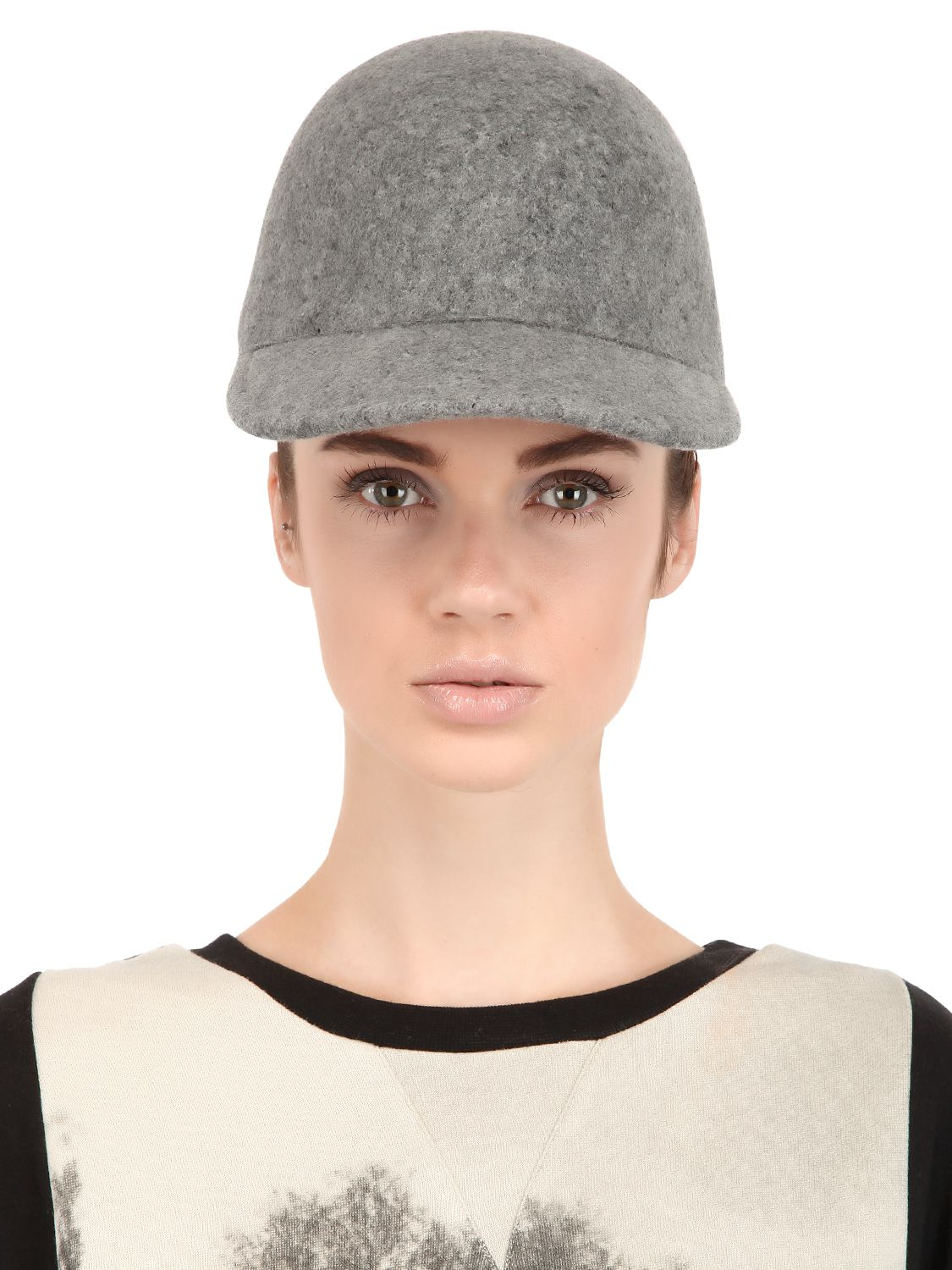 Stella mccartney Wool Felt Baseball Hat in Gray | Lyst