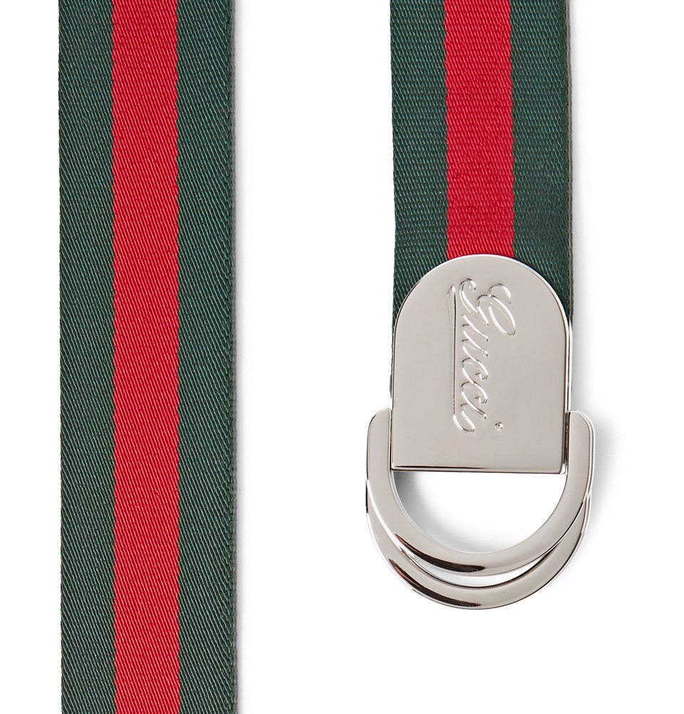 Lyst - Gucci 4Cm Striped Canvas Belt in Green for Men
