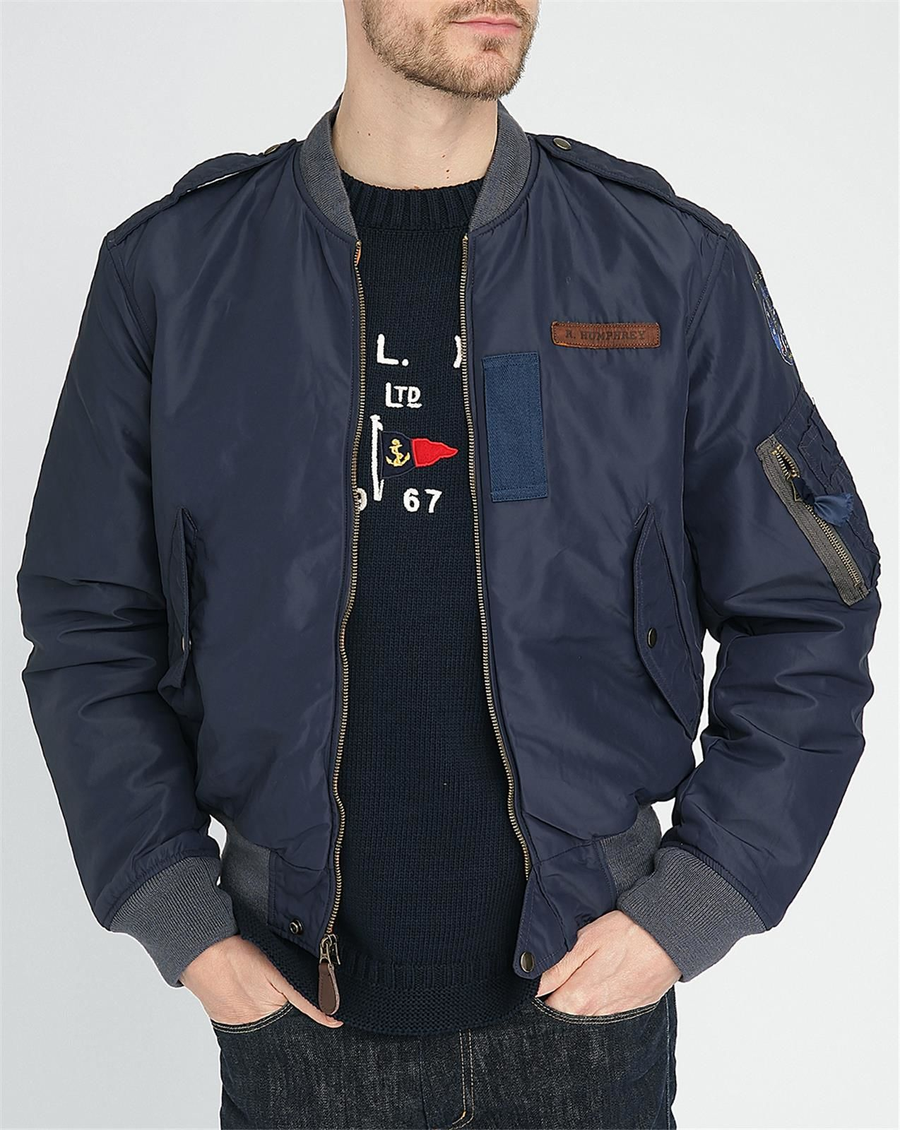 Polo ralph lauren Navy And Orange Reversible Bomber Jacket in Blue for ...