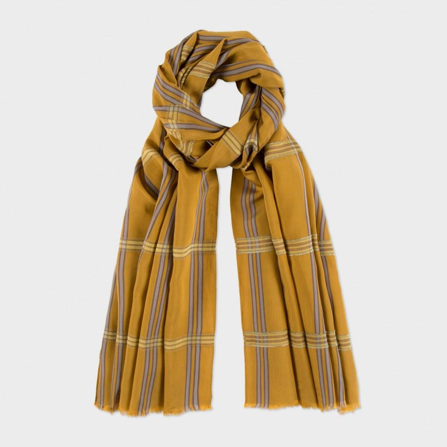 Women scarf mustard yellow and gray