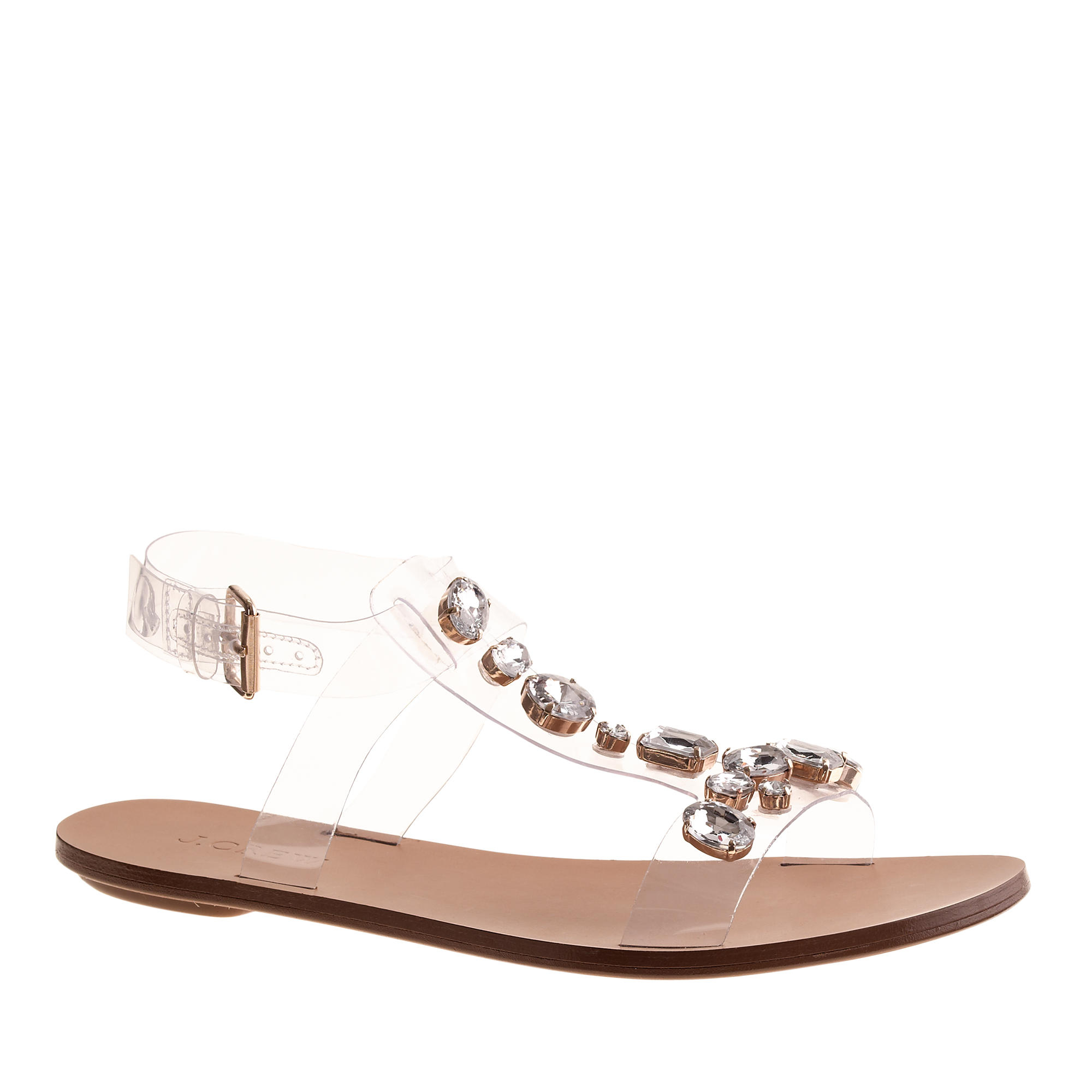 J.crew Jeweled T-strap Sandals | Lyst