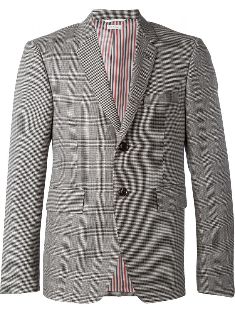 Lyst - Thom Browne Houndstooth And Check Pattern Blazer in Gray for Men