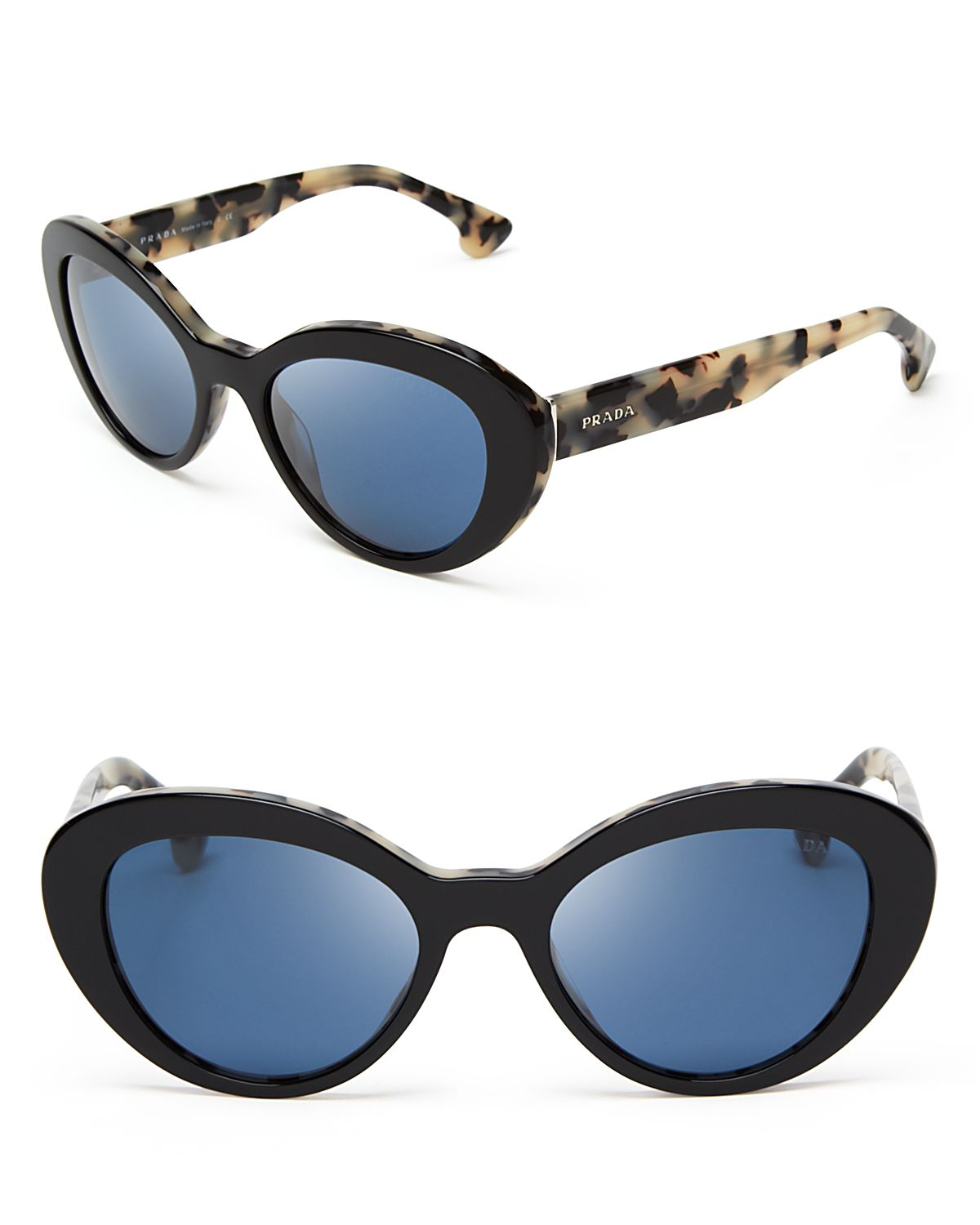 Prada Cat Eye Sunglasses in Black (Spotted Black/Matte Grey) | Lyst