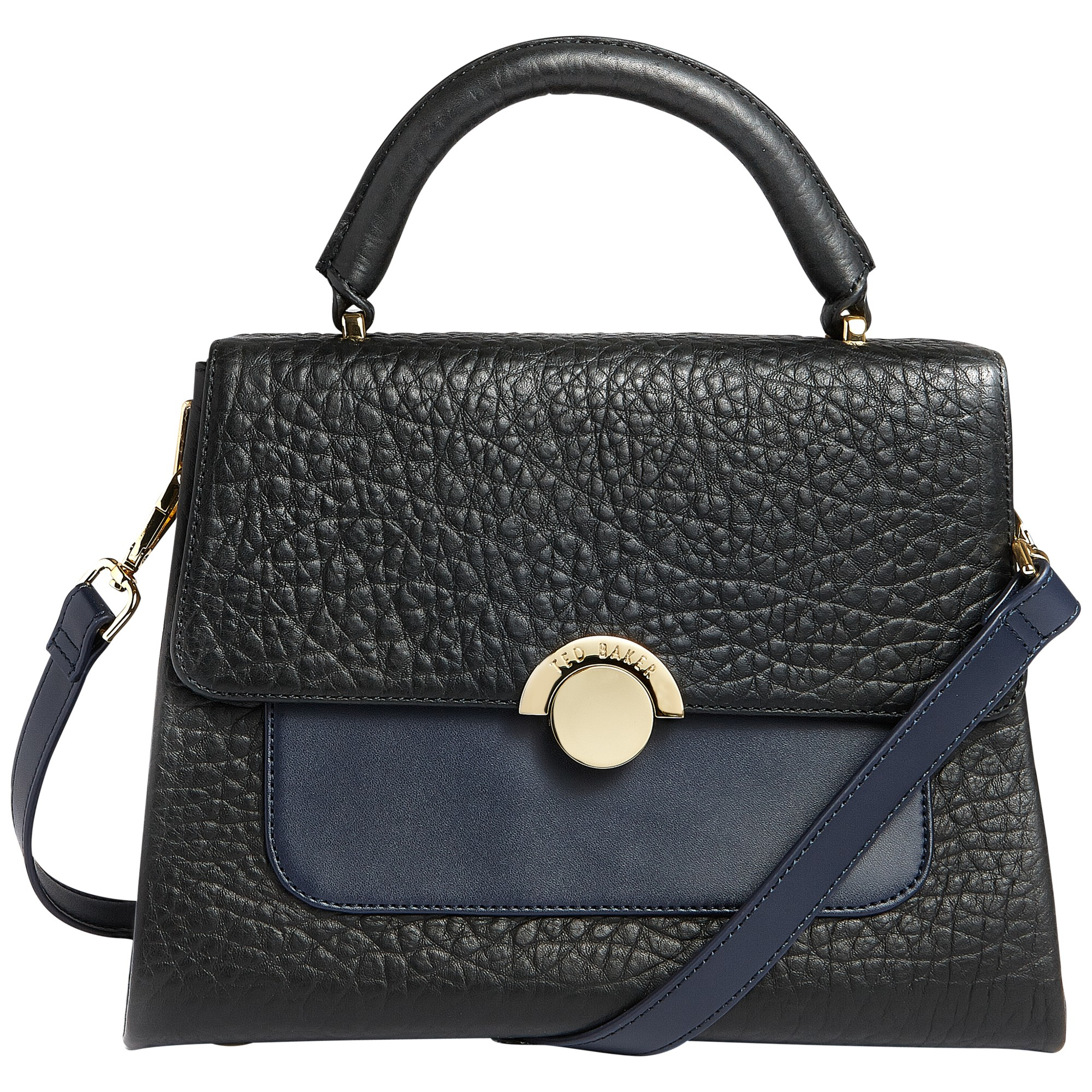 Ted baker Emma Large Circle Clasp Leather Handbag in Black | Lyst