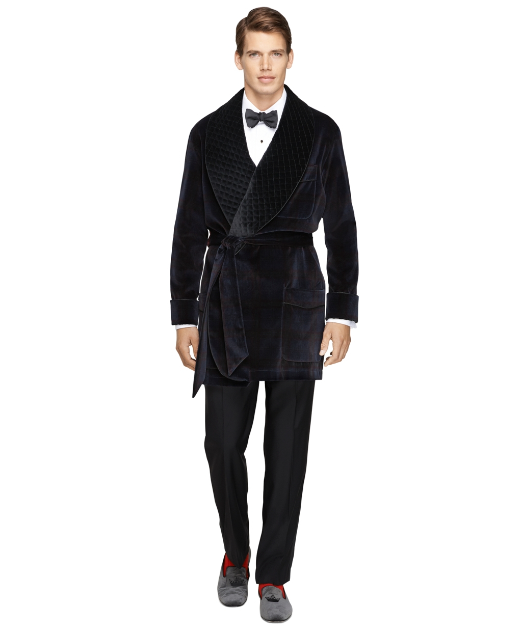 Brooks brothers Signature Tartan Smoking Jacket in Blue for Men (Navy