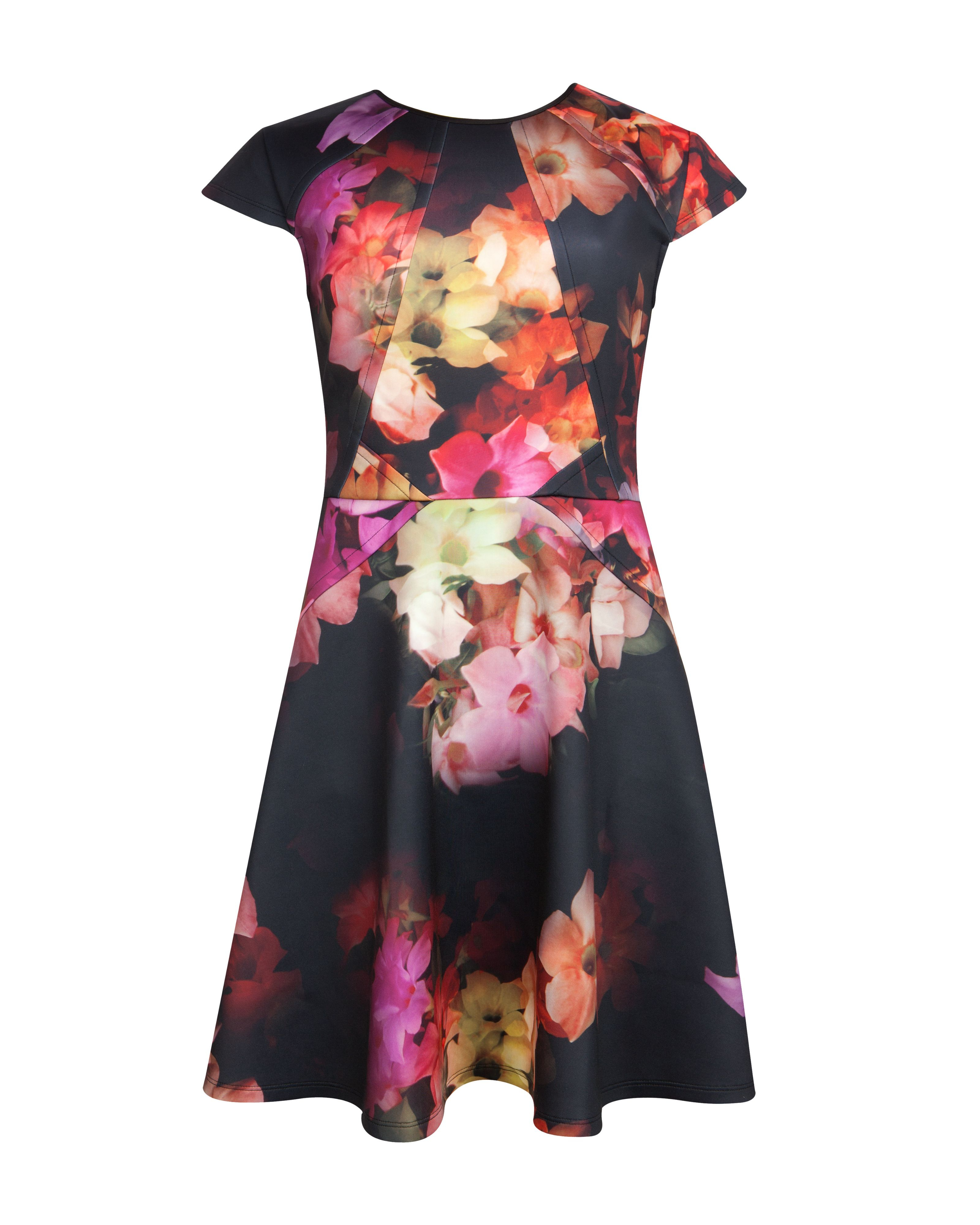 Ted Baker Embla Cascading Floral Skater Dress in Pink (Black) | Lyst