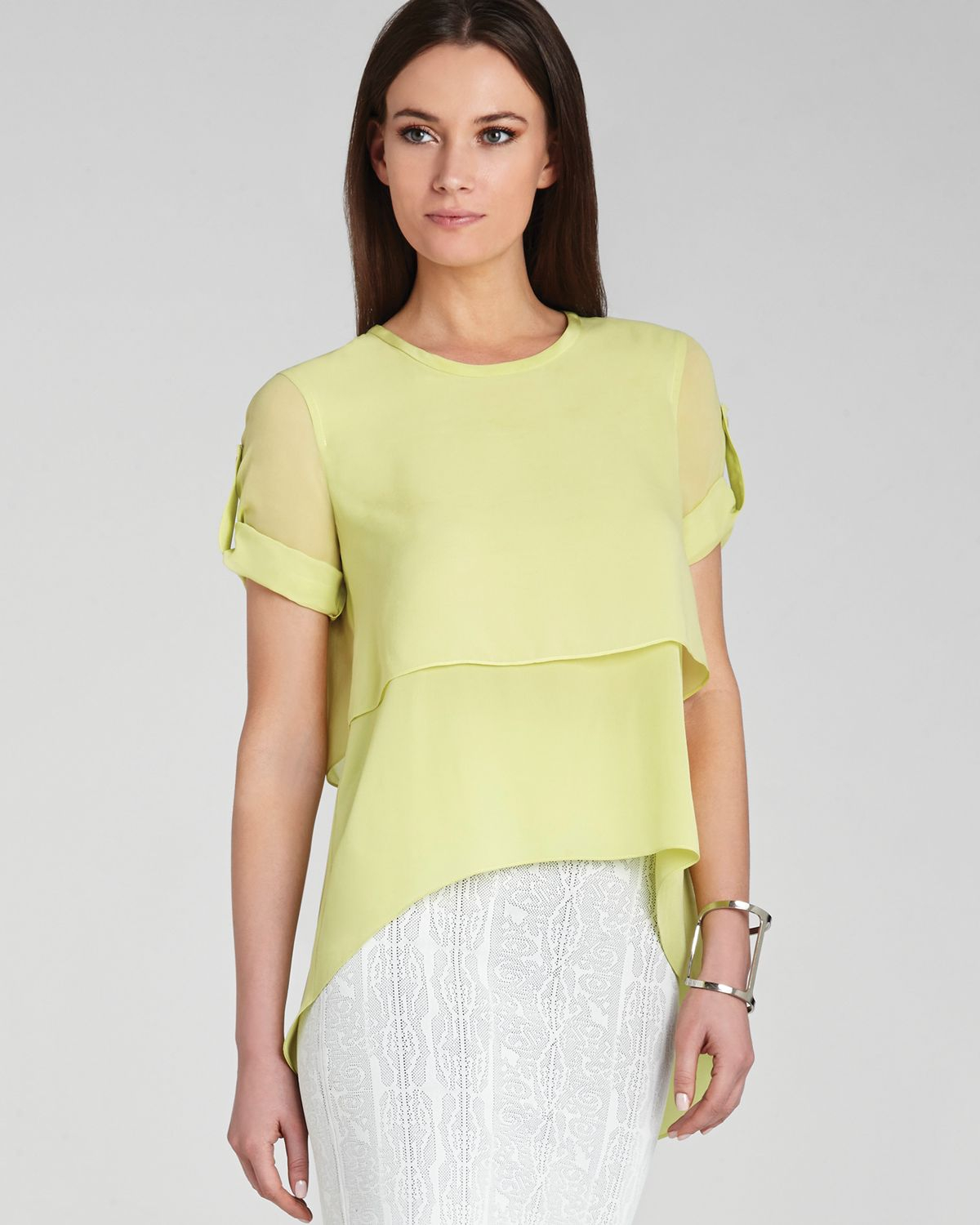 bcbg yellow blouse