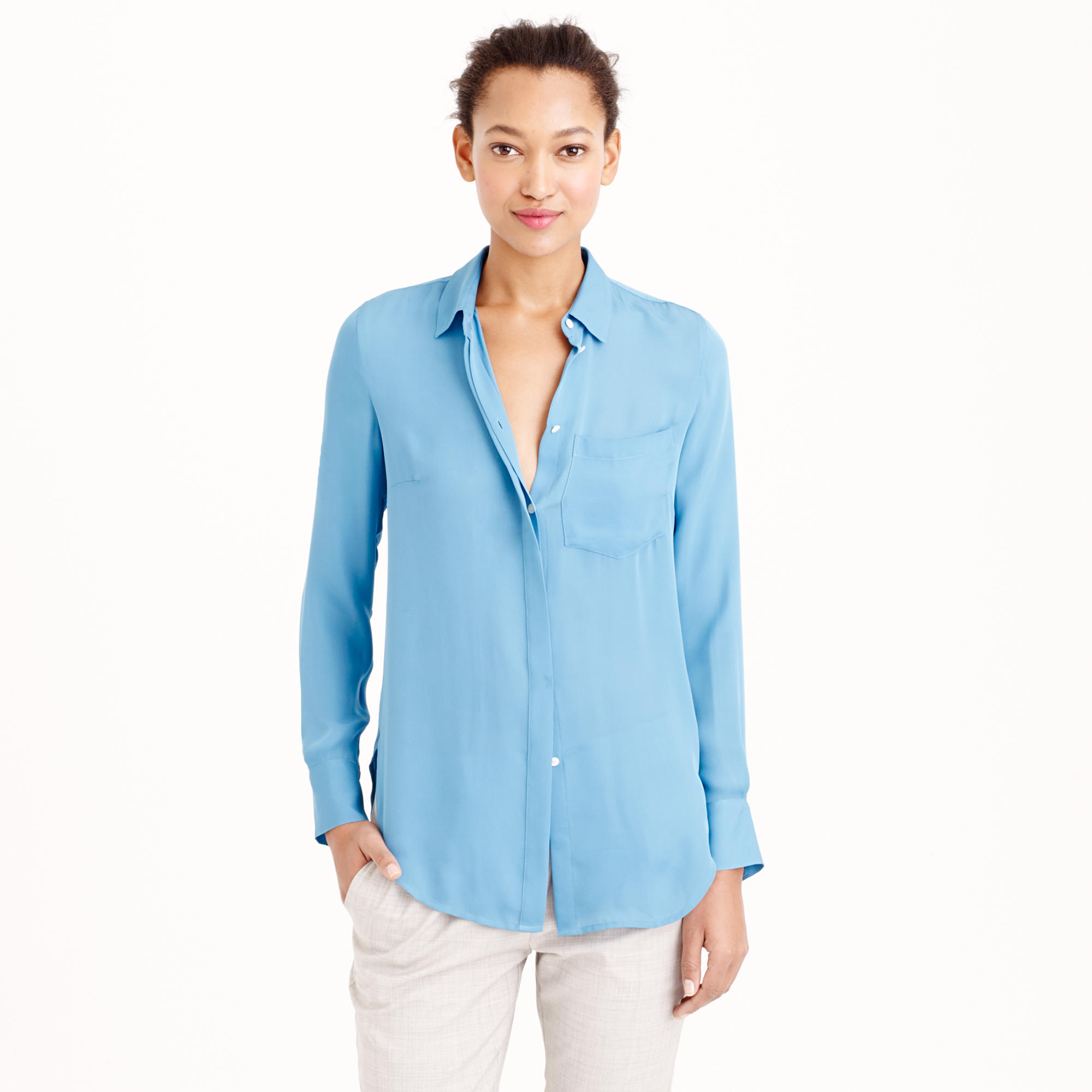 J.crew Classic Silk Blouse in Blue | Lyst