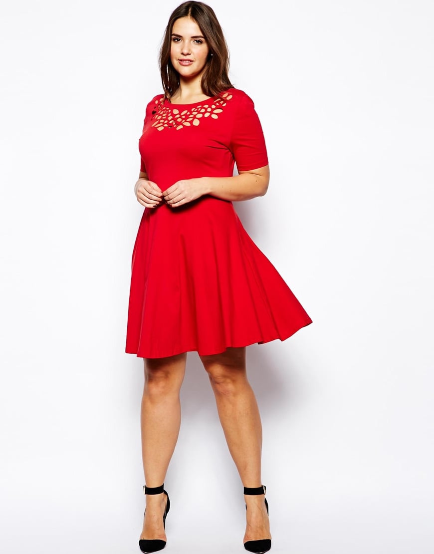 red skater dress plus size