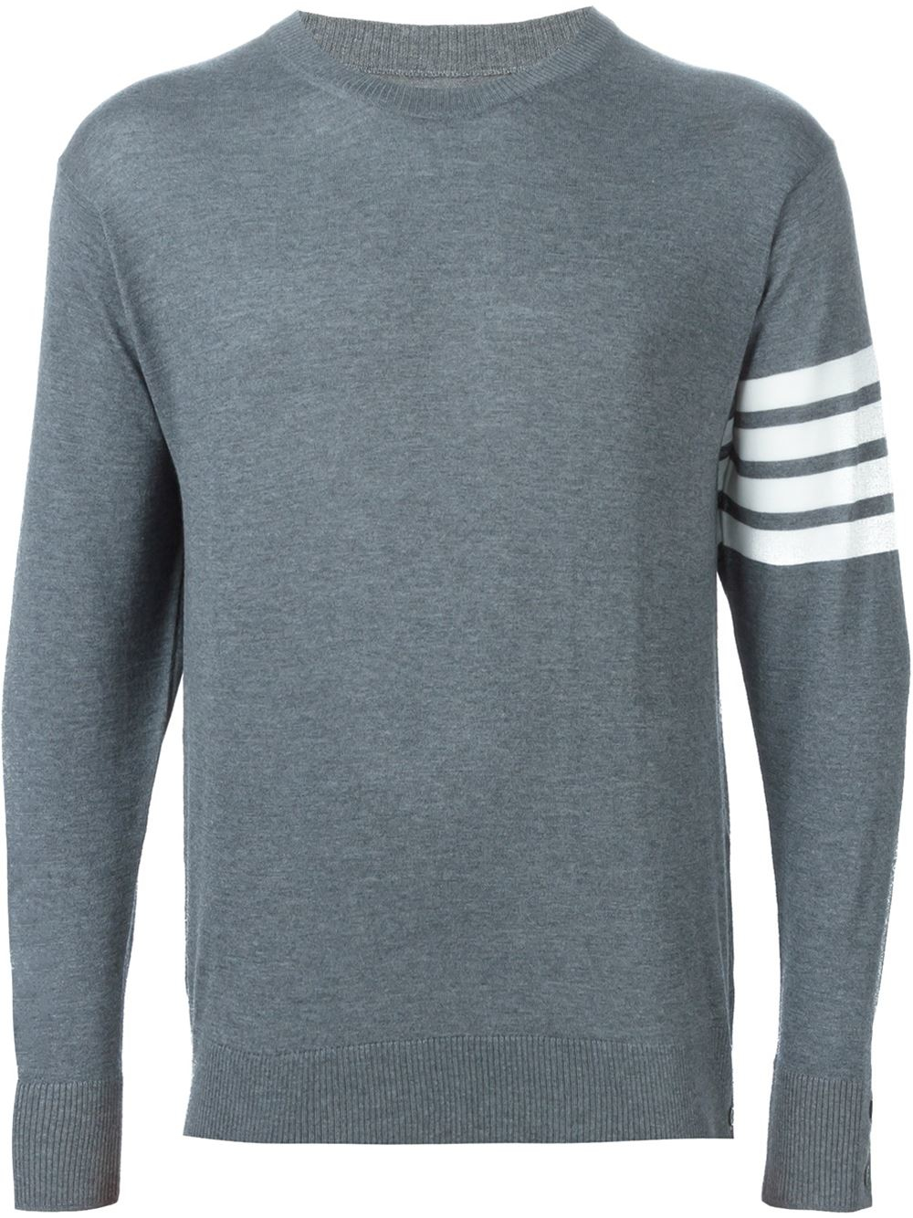 Thom browne Striped Sleeve Detail Sweater in Gray for Men (GREY) | Lyst