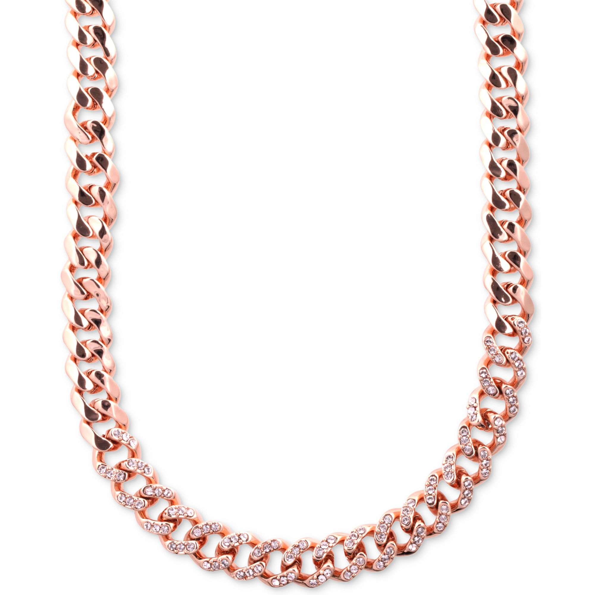 Givenchy Rose Goldtone Swarovski Silk Crystal Curb Link Necklace in