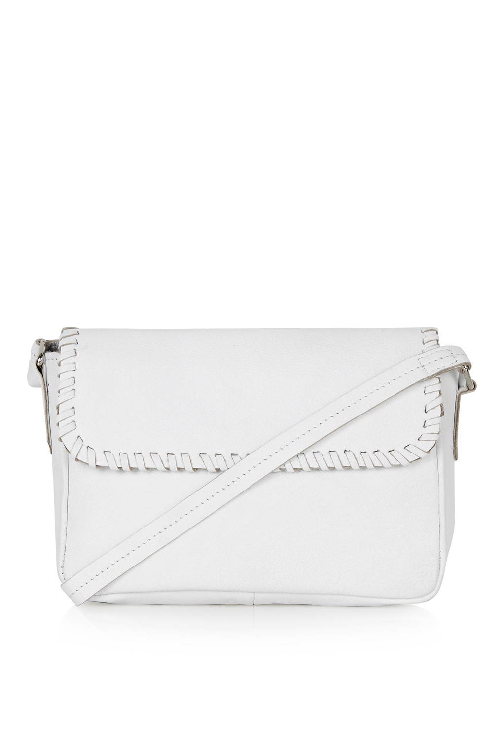 Topshop Mini Leather Crossbody Bag in White | Lyst