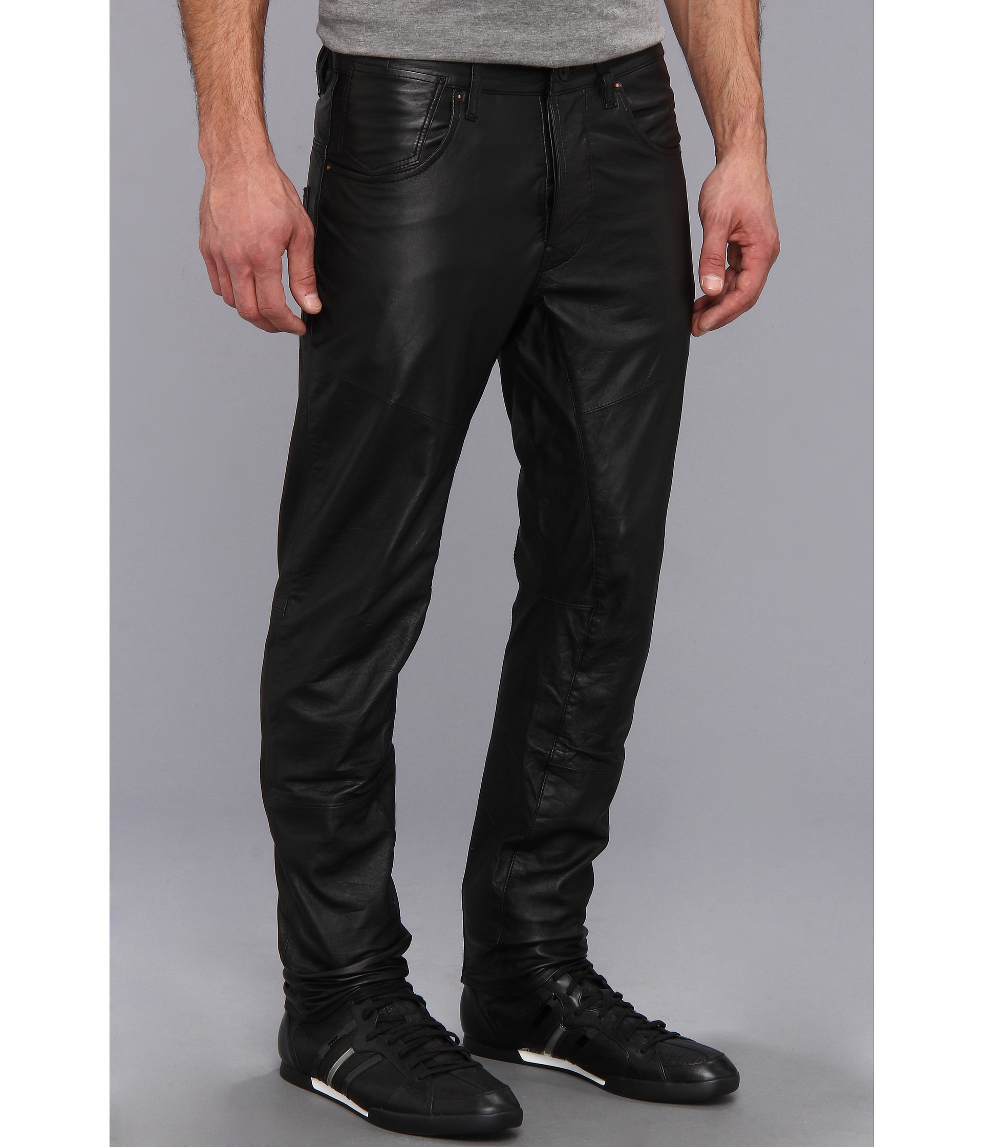 G-star Raw Afrojack Acrotch Tapered Leather Pant in Black for Men | Lyst