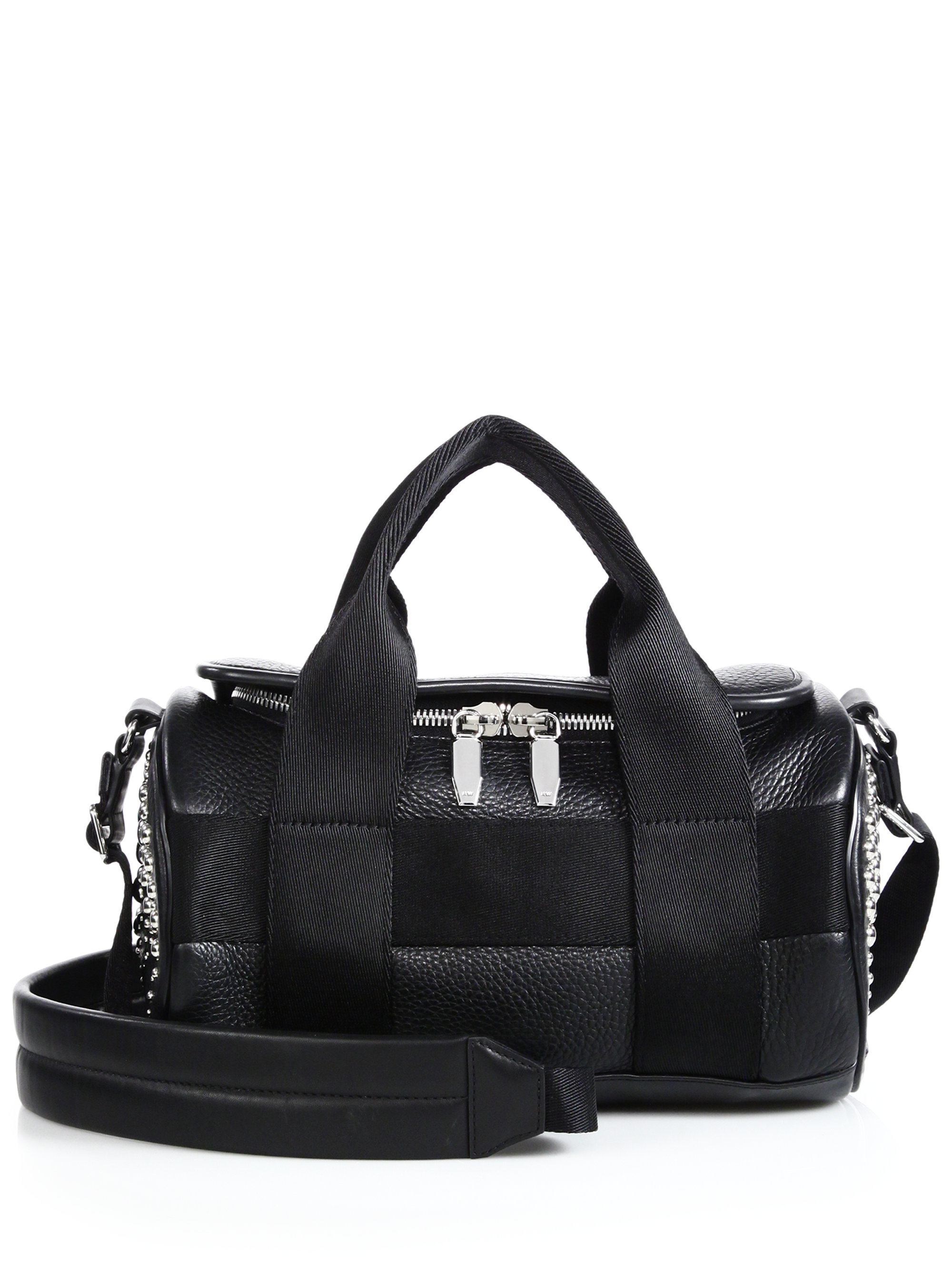 Lyst - Alexander wang Studded Nylon-trimmed Leather Duffel Bag in Black