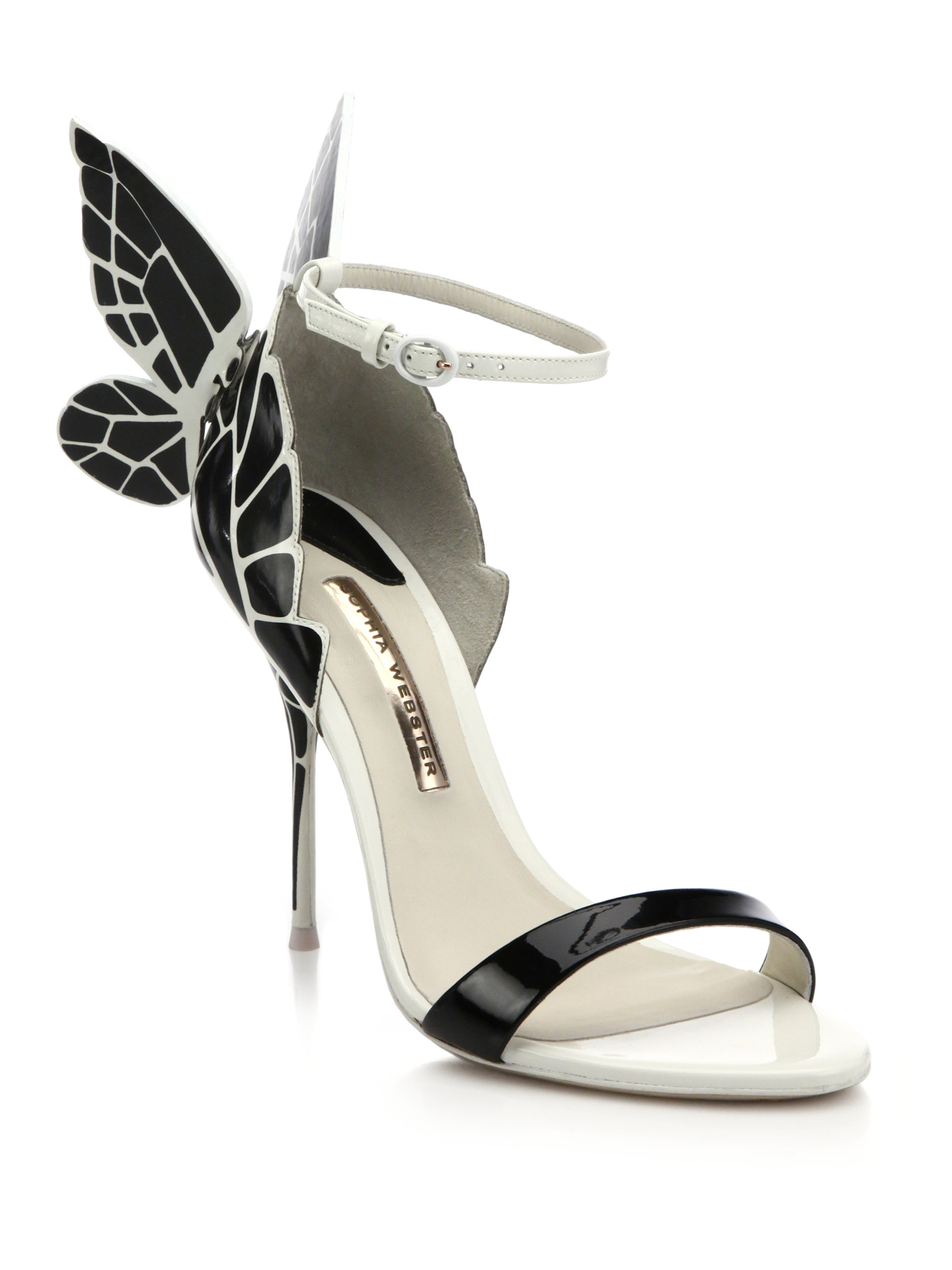 Sophia webster Chiara Butterfly Patent Leather Sandals in Black (black ...