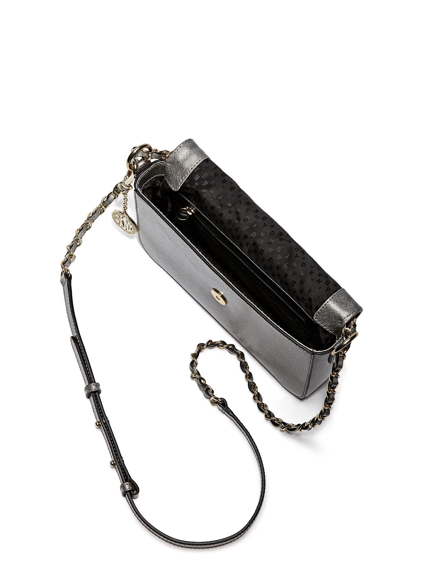 Dkny Metallic Saffiano Leather Crossbody in Gray (GUNMDK GREY) Lyst