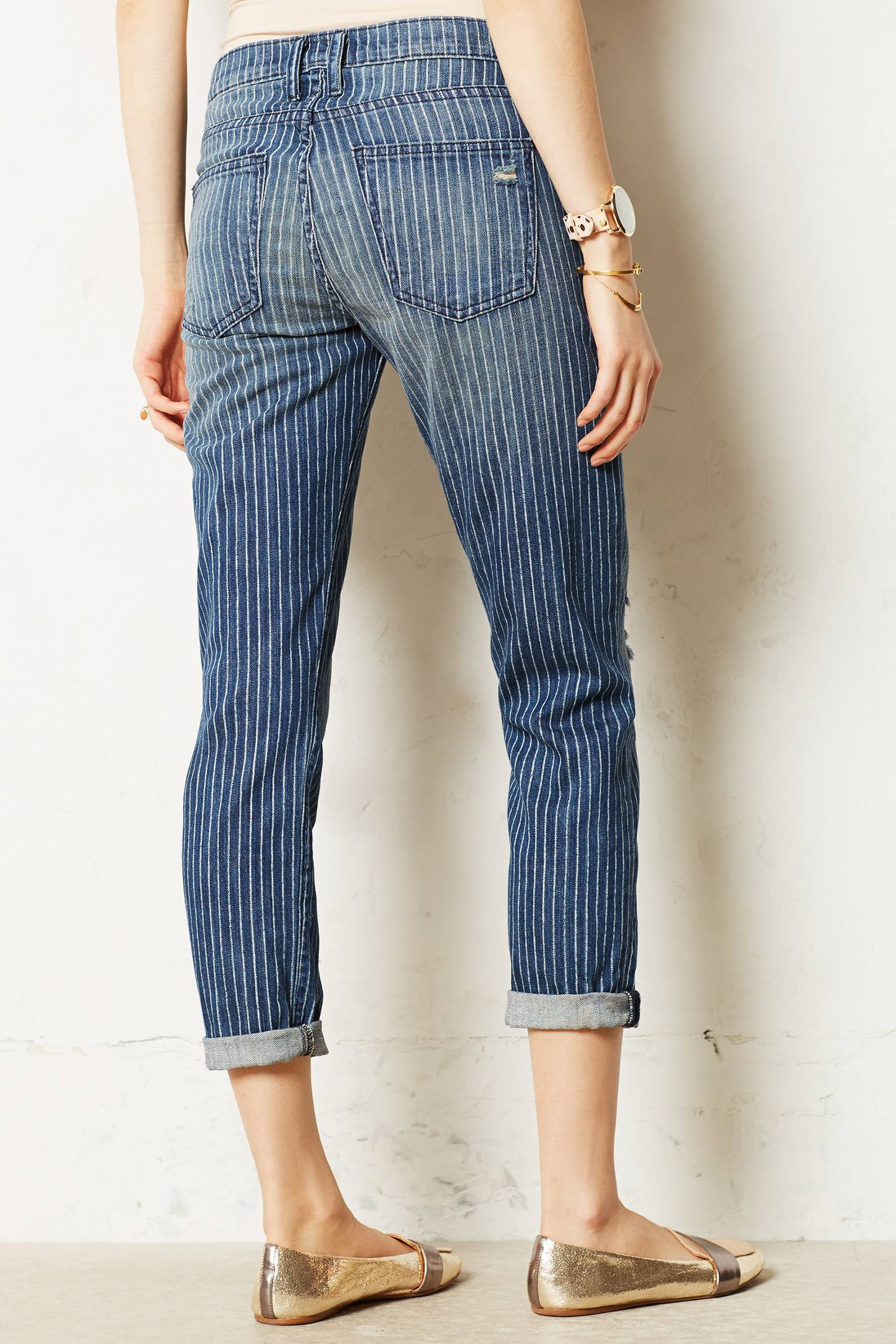 Current/elliott Fling Pin-striped Jeans in Blue | Lyst