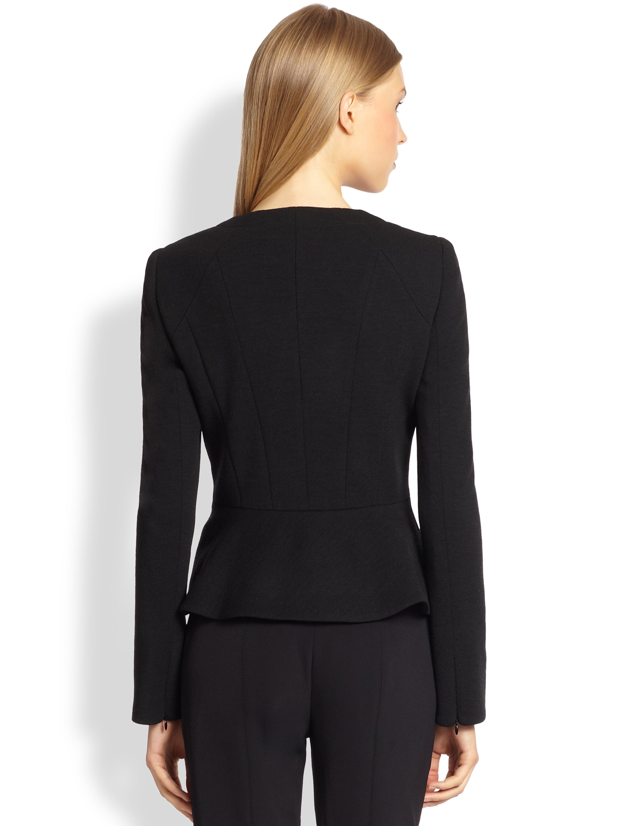 Escada Collarless Zip-Front Jacket in Black | Lyst