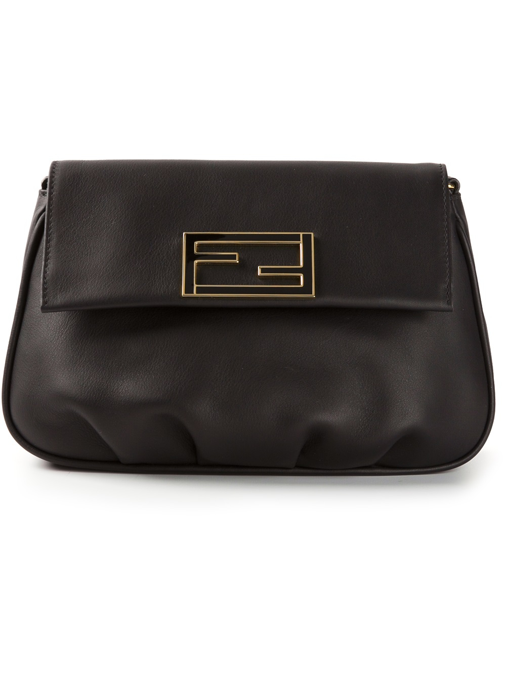 fendi black leather clutch