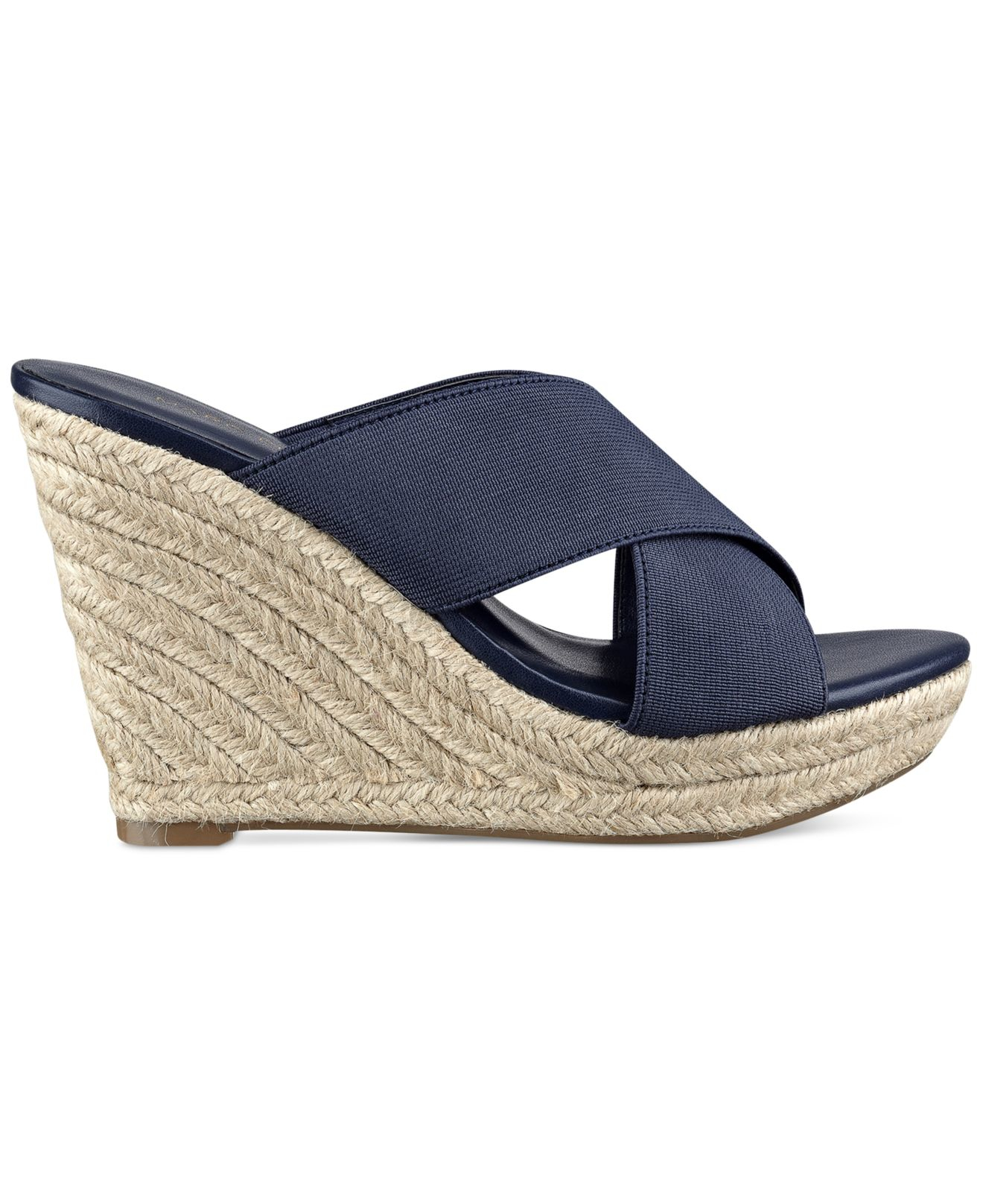 Lyst - Marc Fisher Engage Slide Platform Wedge Sandals in Blue