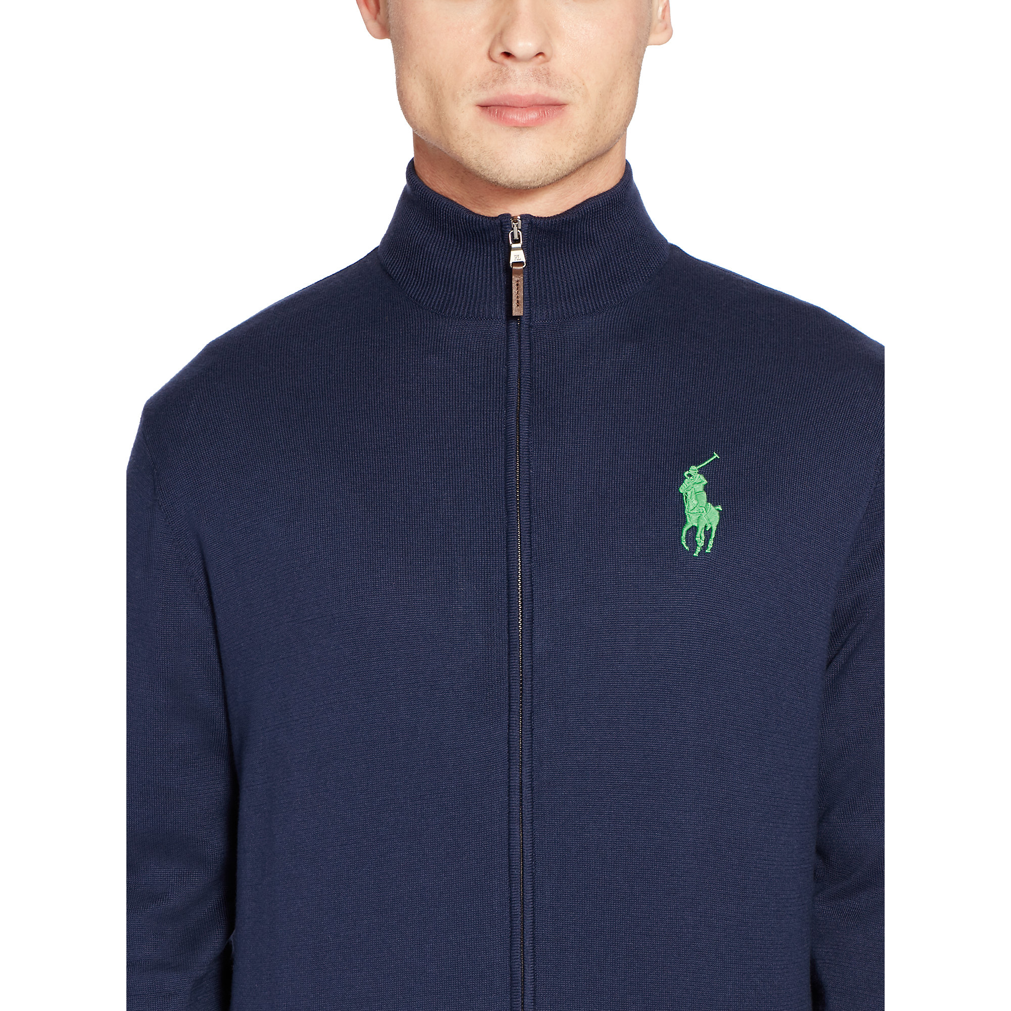 Pink pony Pima Cotton Full-zip Sweater in Blue for Men | Lyst