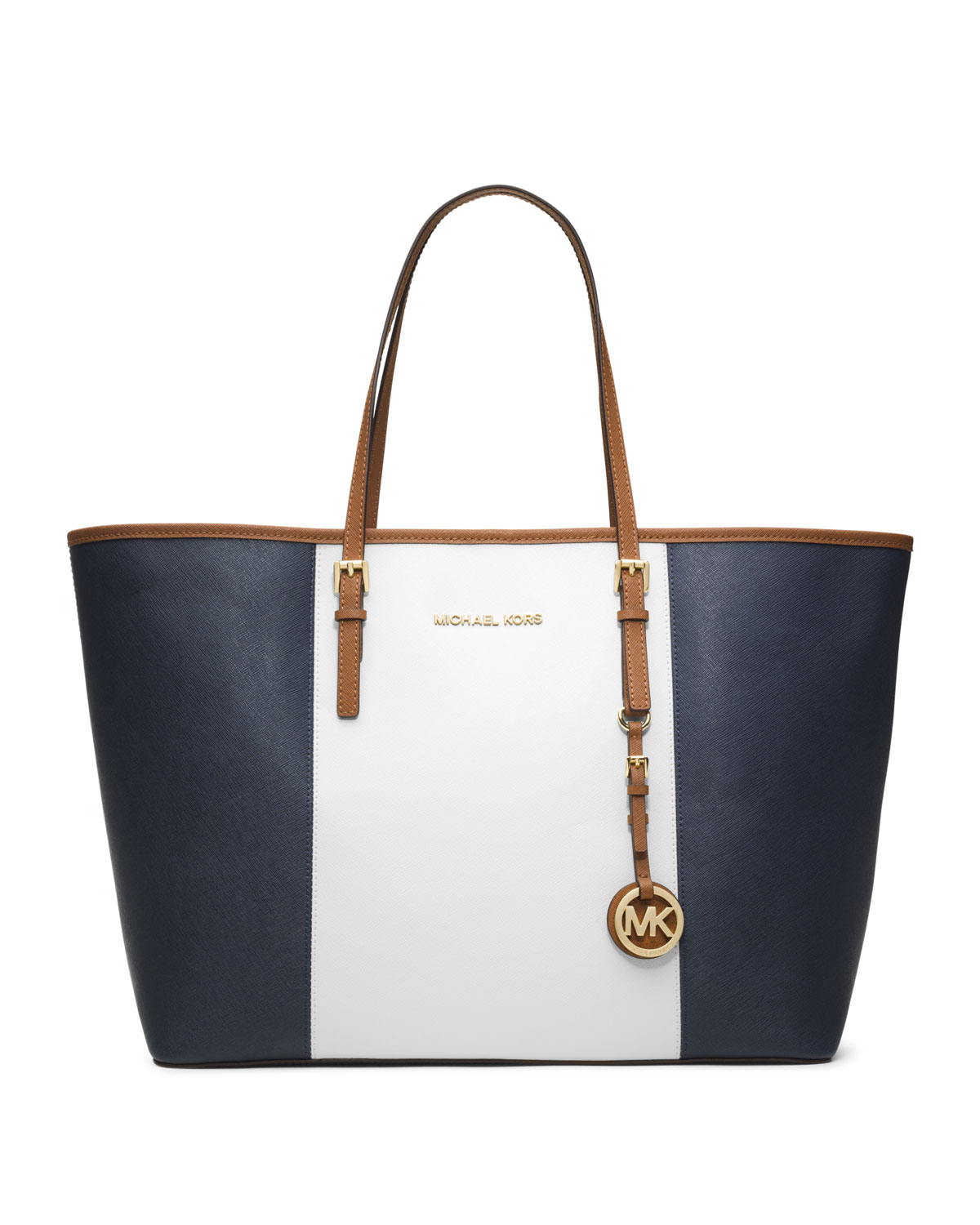 michael kors blue and white handbag