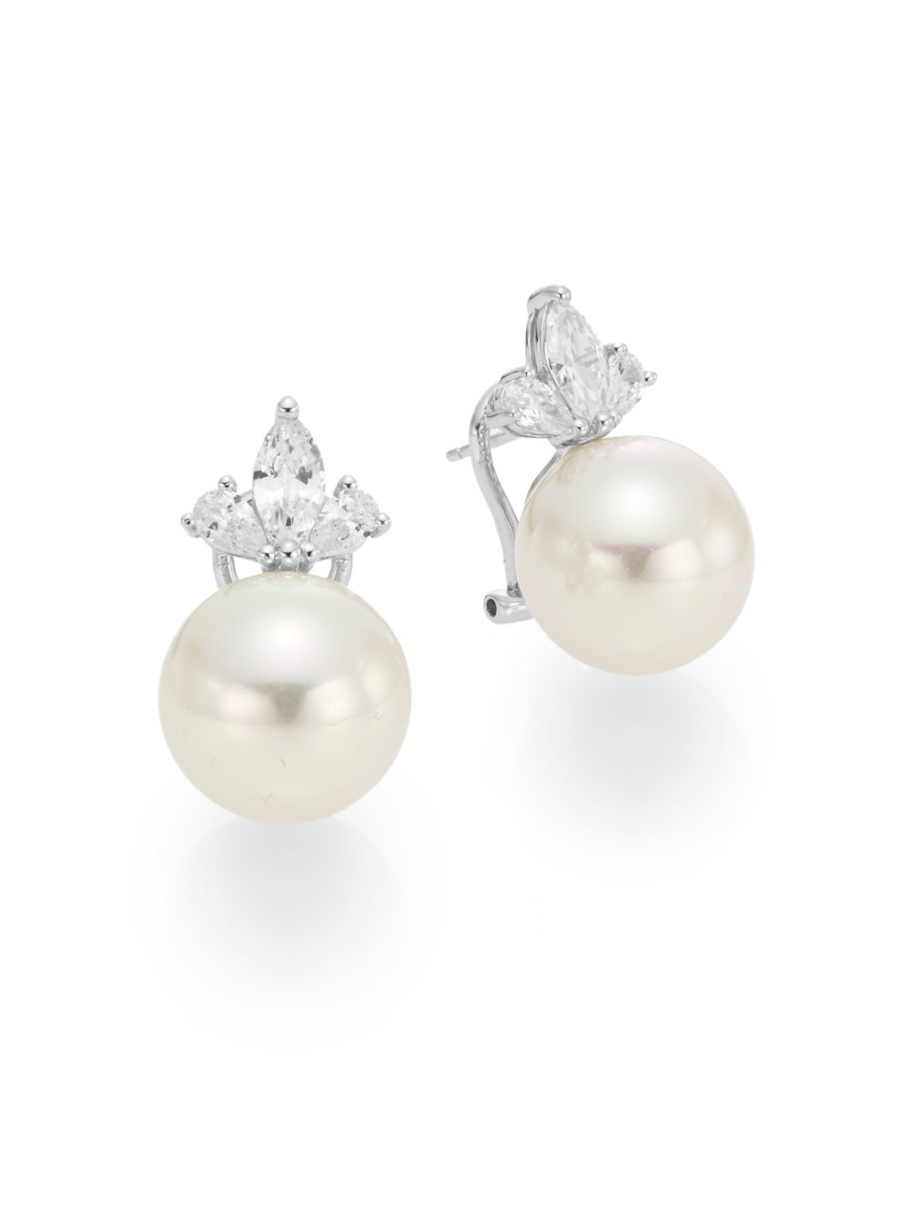 Lyst Majorica 14mm White Pearl Sterling Silver Petal Earrings In Gallery
